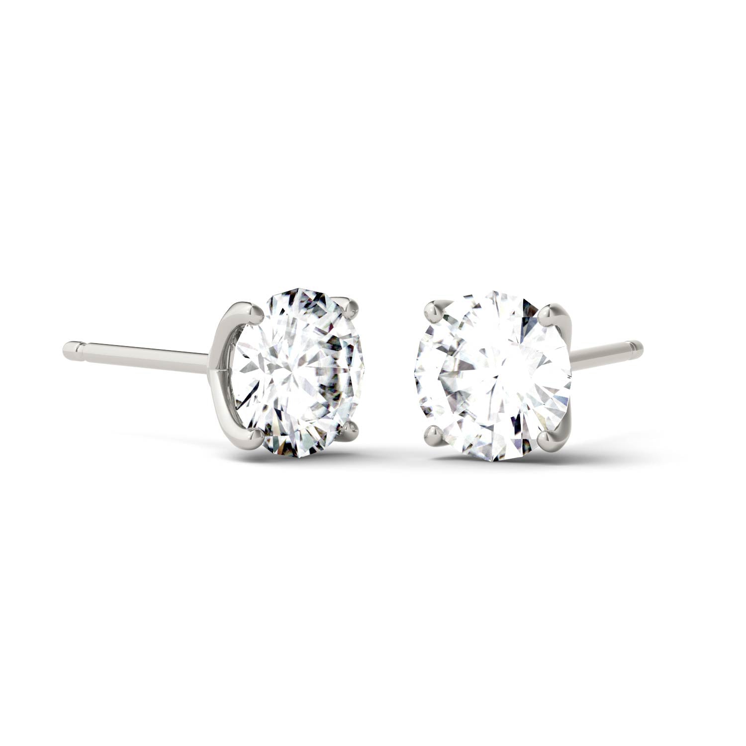 1.60 CTW DEW Round Forever One™ Moissanite Four Prong Martini Stud Earrings