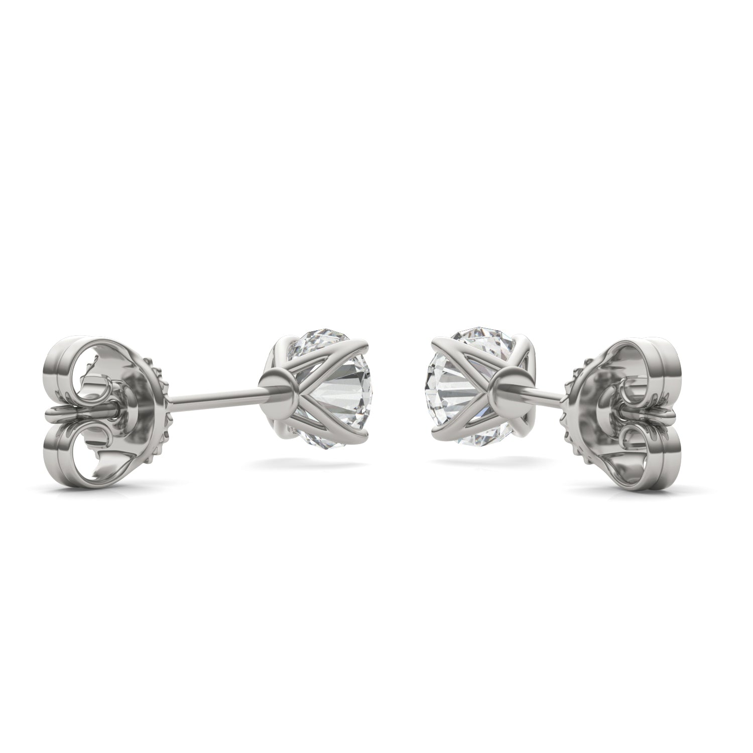 1.60 CTW DEW Round Forever One™ Moissanite Four Prong Martini Stud Earrings