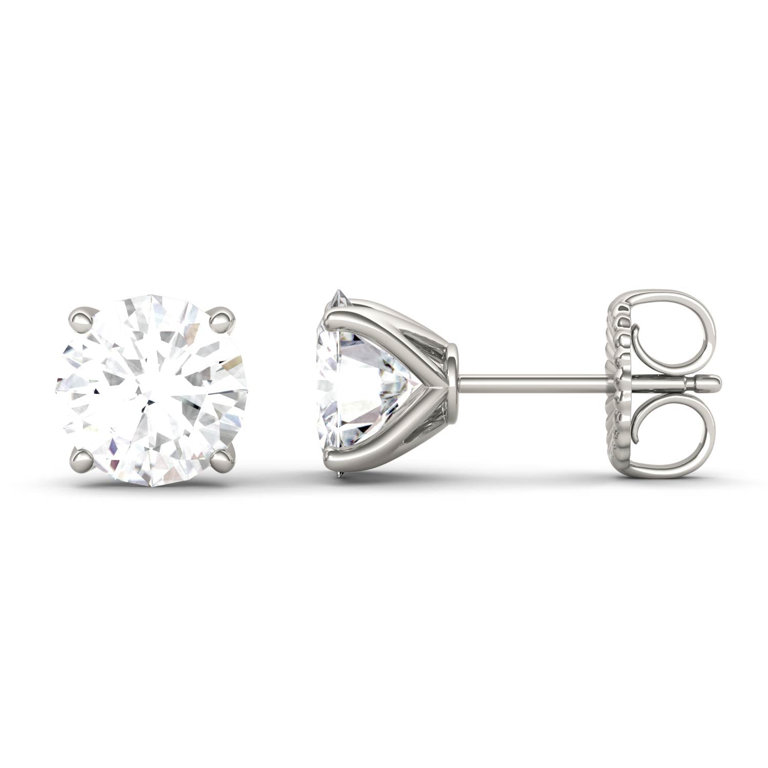 3.00 CTW DEW Round Forever One™ Moissanite Four Prong Martini Stud Earrings
