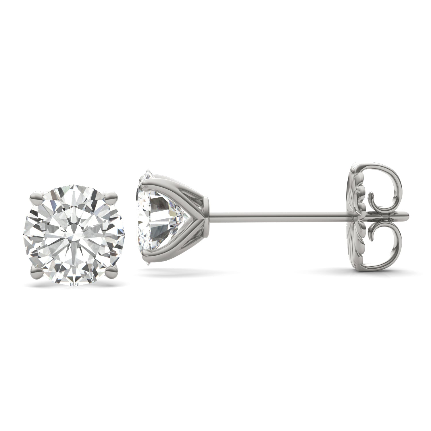 3.80 CTW DEW Round Forever One™ Moissanite Four Prong Martini Stud Earrings