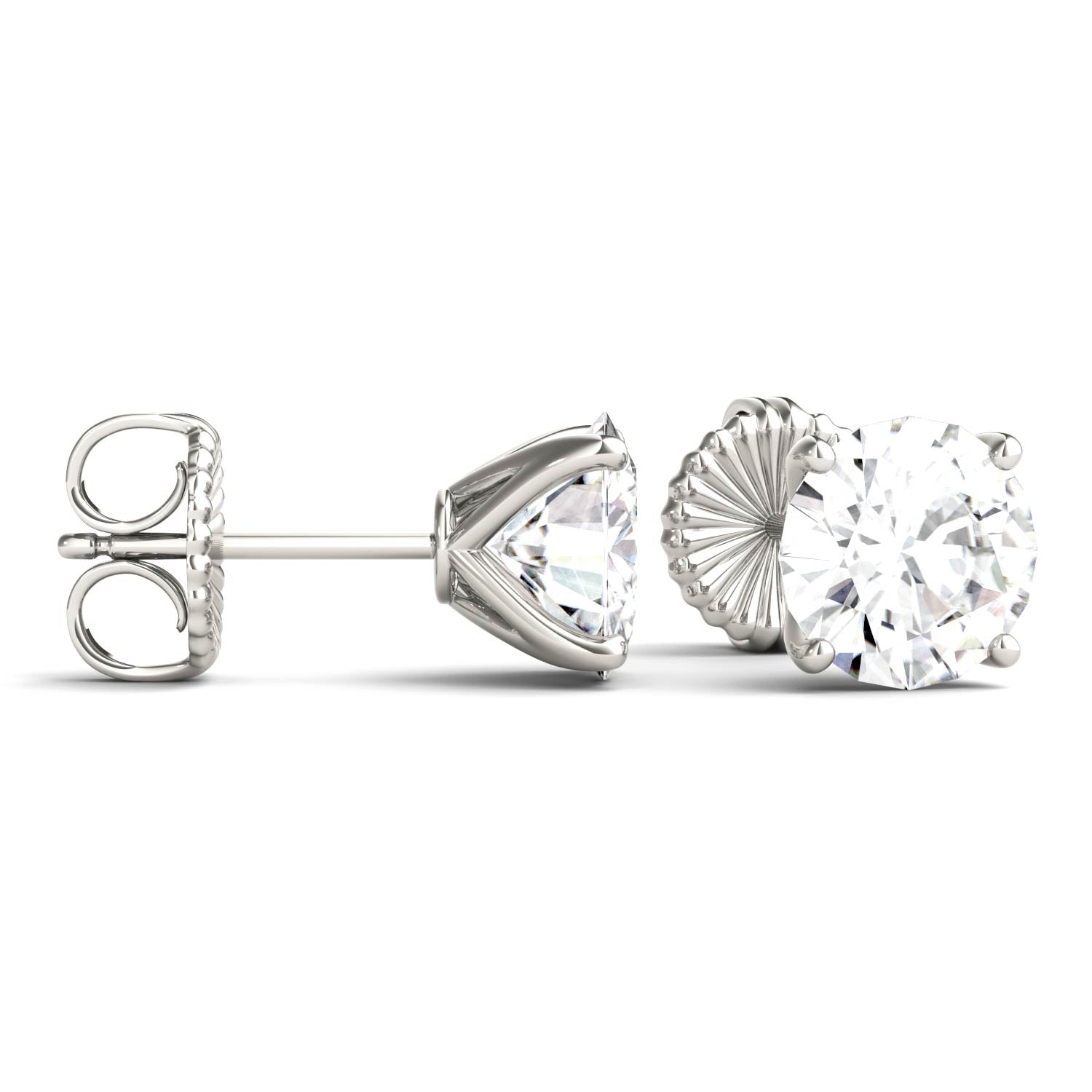 3.00 CTW DEW Round Forever One™ Moissanite Four Prong Martini Stud Earrings