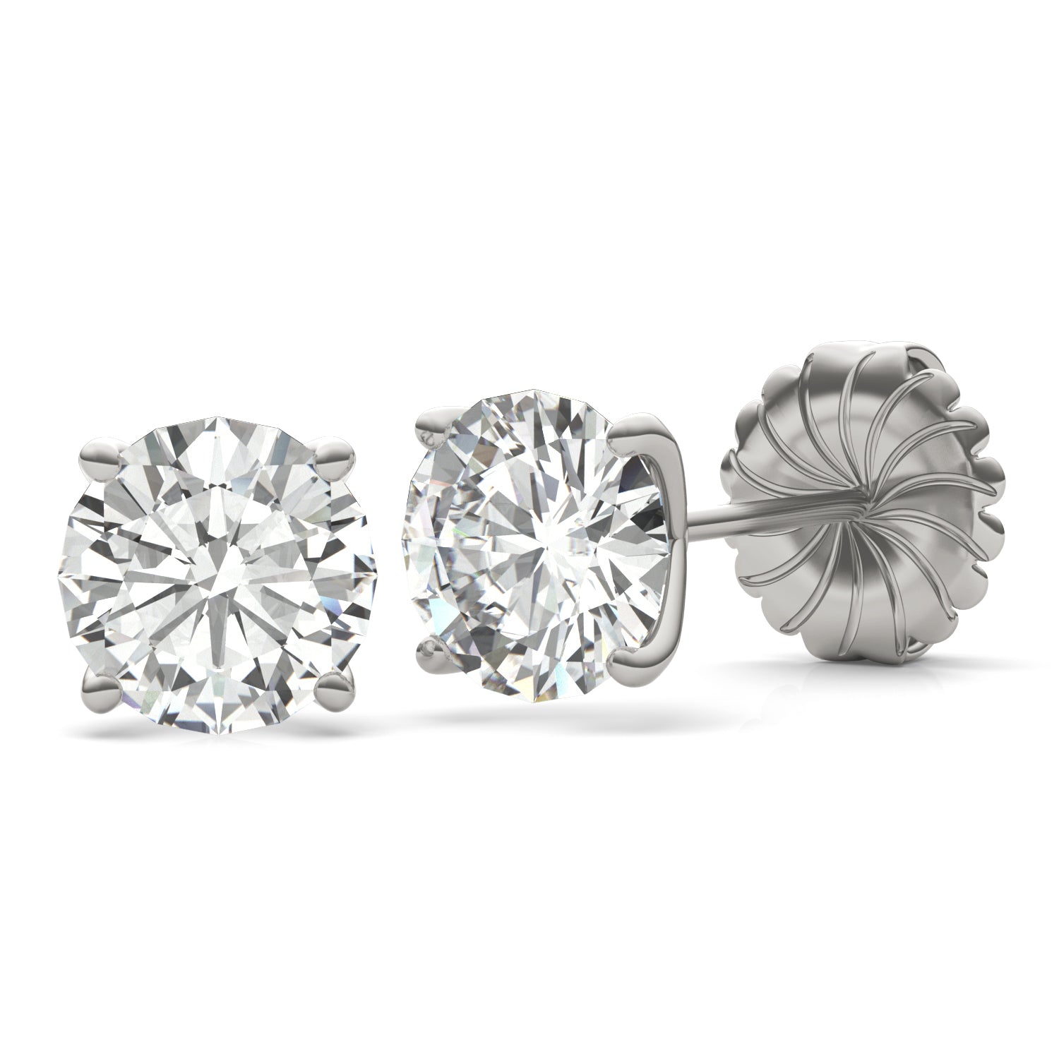 3.80 CTW DEW Round Forever One™ Moissanite Four Prong Martini Stud Earrings