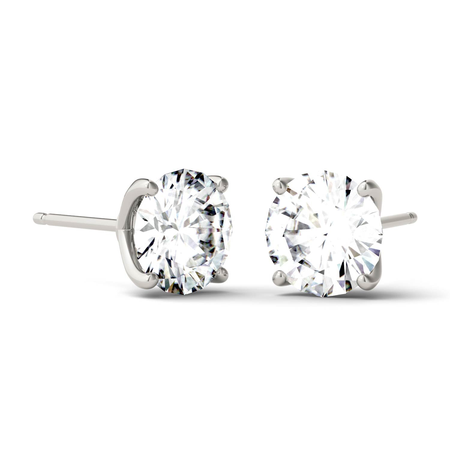 3.00 CTW DEW Round Forever One™ Moissanite Four Prong Martini Stud Earrings