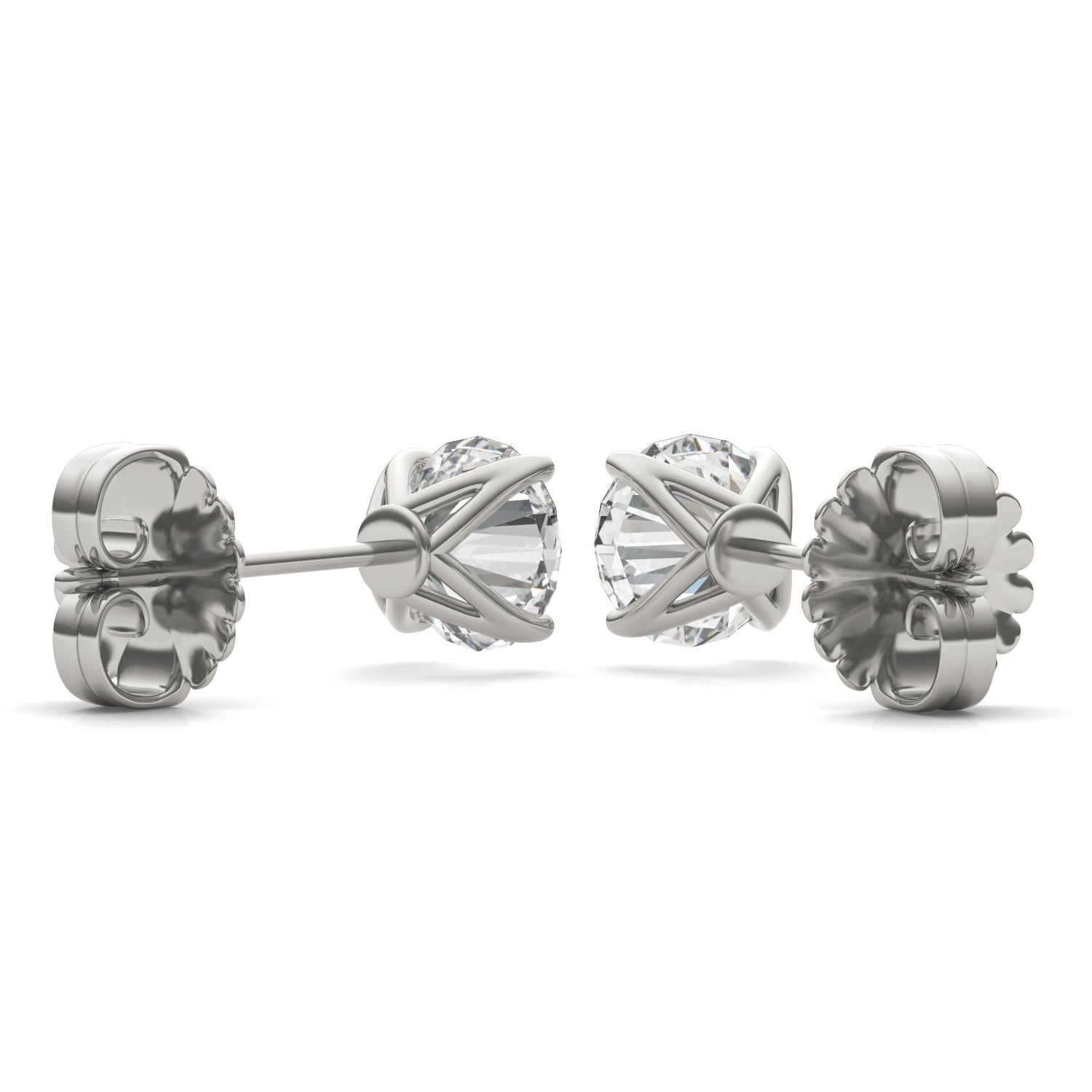 3.00 CTW DEW Round Forever One™ Moissanite Four Prong Martini Stud Earrings