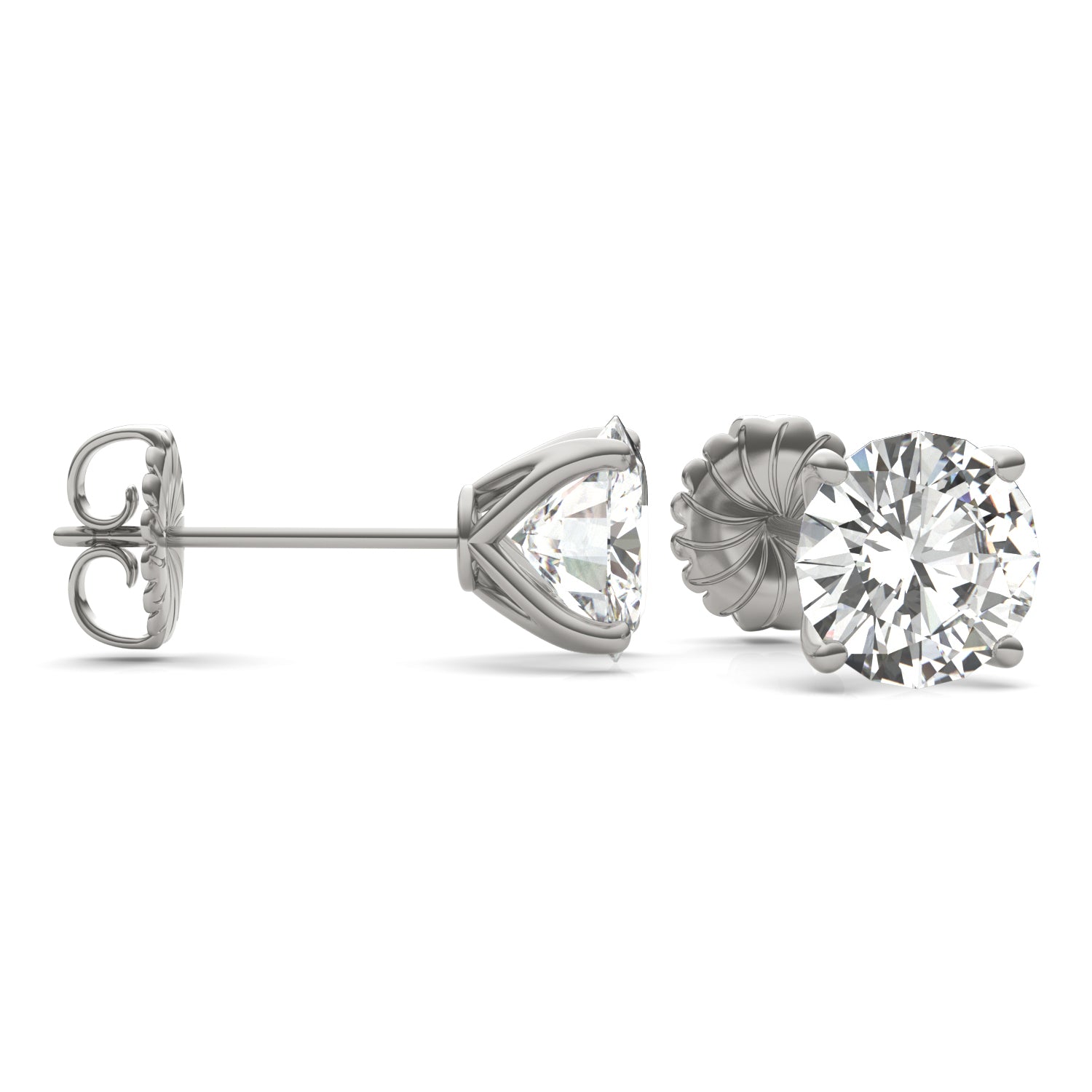 7.20 CTW DEW Round Forever One™ Moissanite Four Prong Martini Stud Earrings
