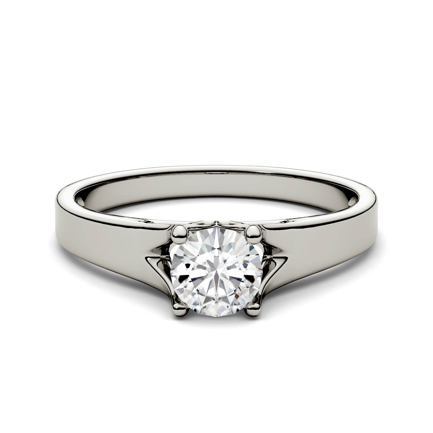 1.00 CTW DEW Round Forever One™ Moissanite Solitaire Peg Ring