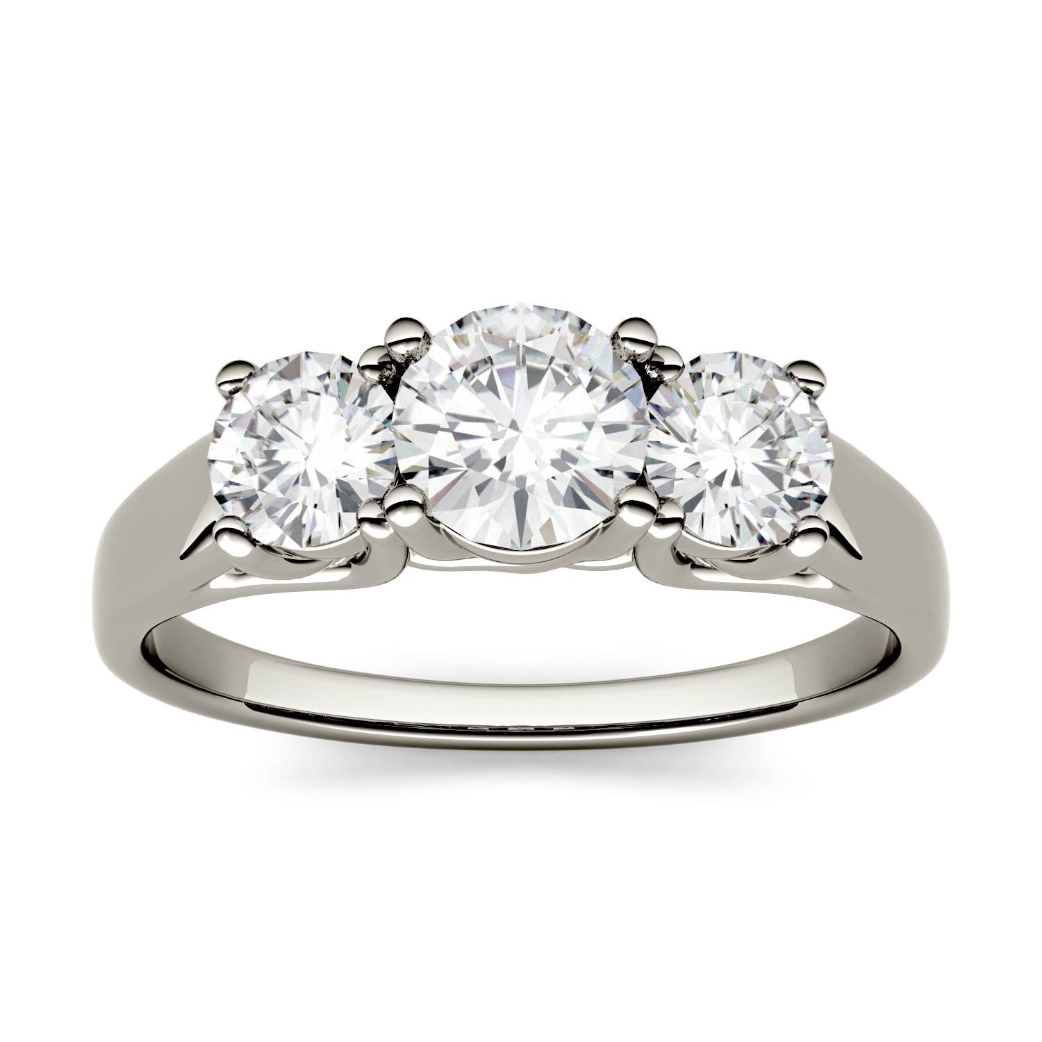 2.00 CTW DEW Round Forever One™ Moissanite Three Stone Trellis Ring