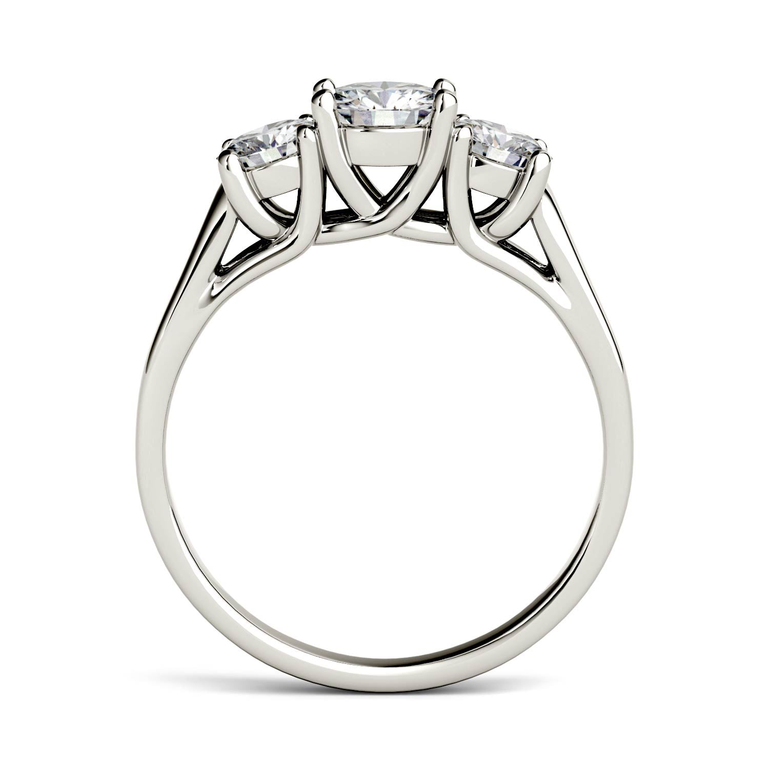 2.00 CTW DEW Round Forever One™ Moissanite Three Stone Trellis Ring