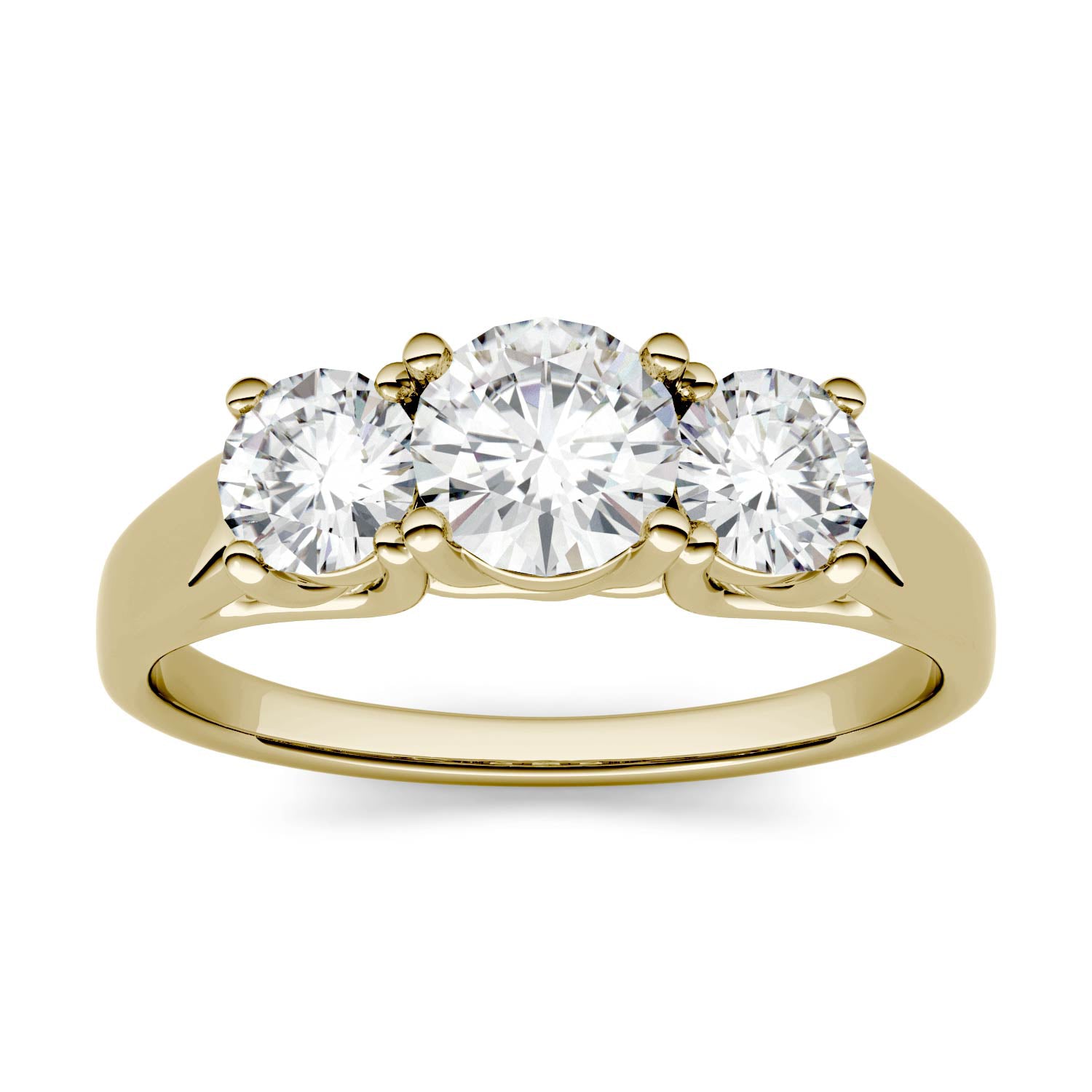 2.00 CTW DEW Round Forever One™ Moissanite Three Stone Trellis Ring