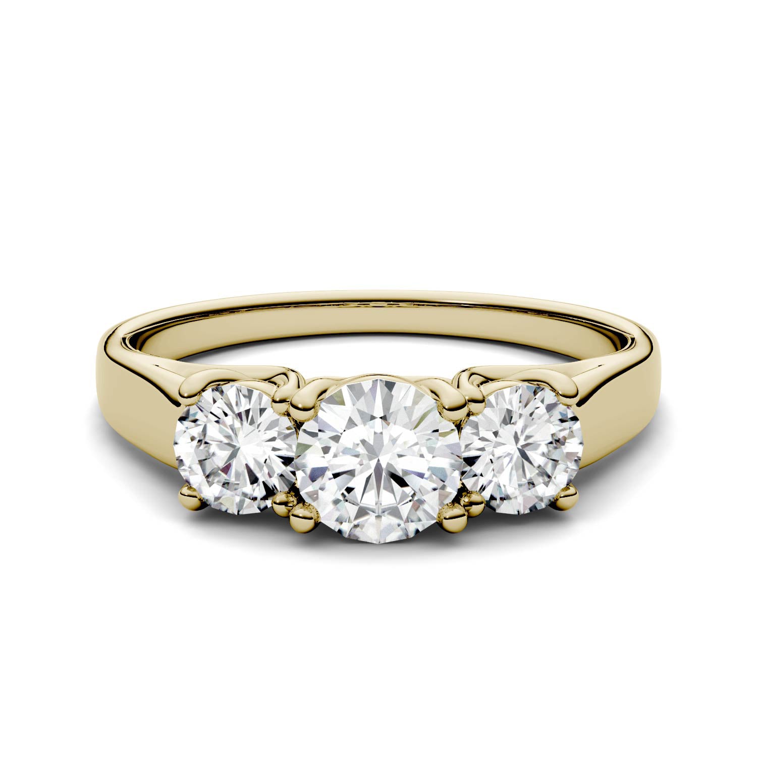 2.00 CTW DEW Round Forever One™ Moissanite Three Stone Trellis Ring