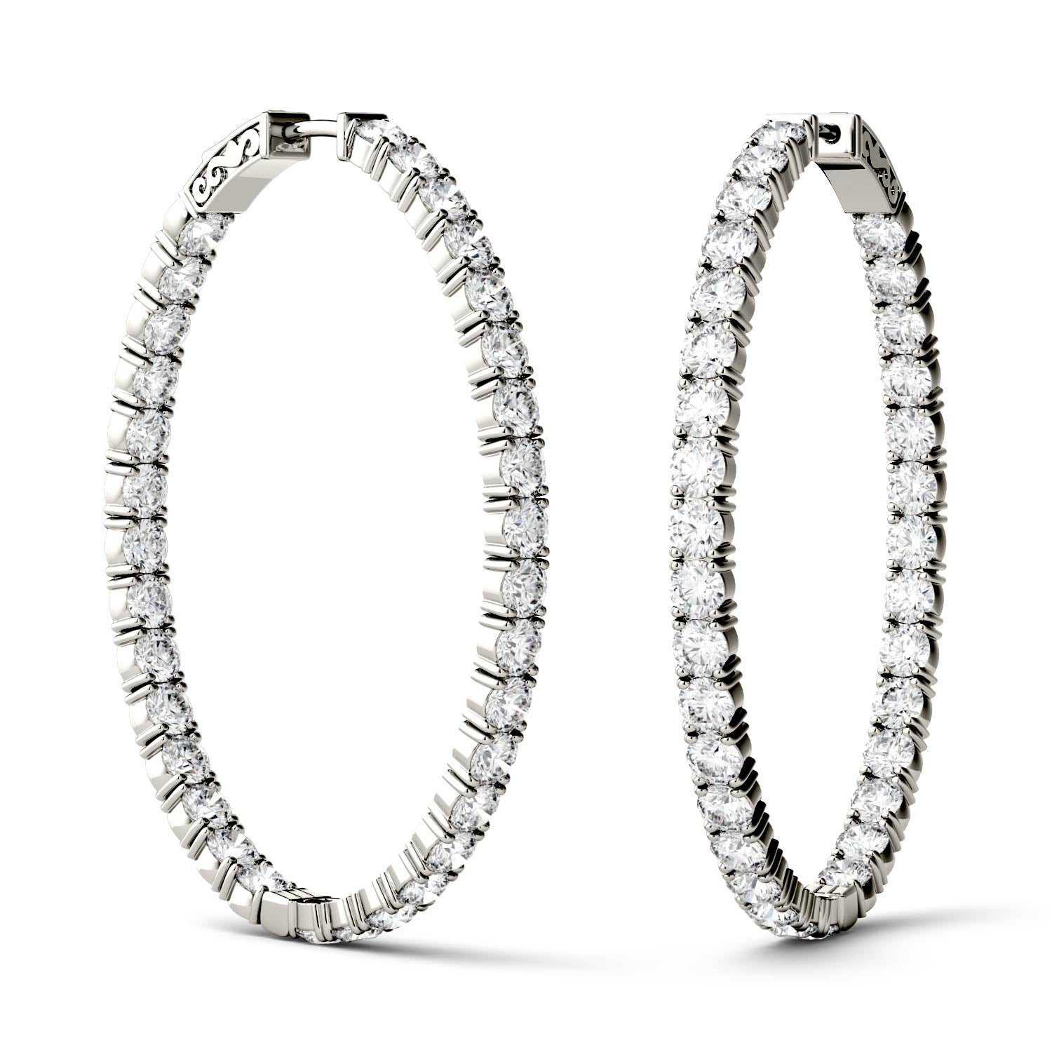 2.20 CTW DEW Round Forever One™ Moissanite Oval Hoop Earrings