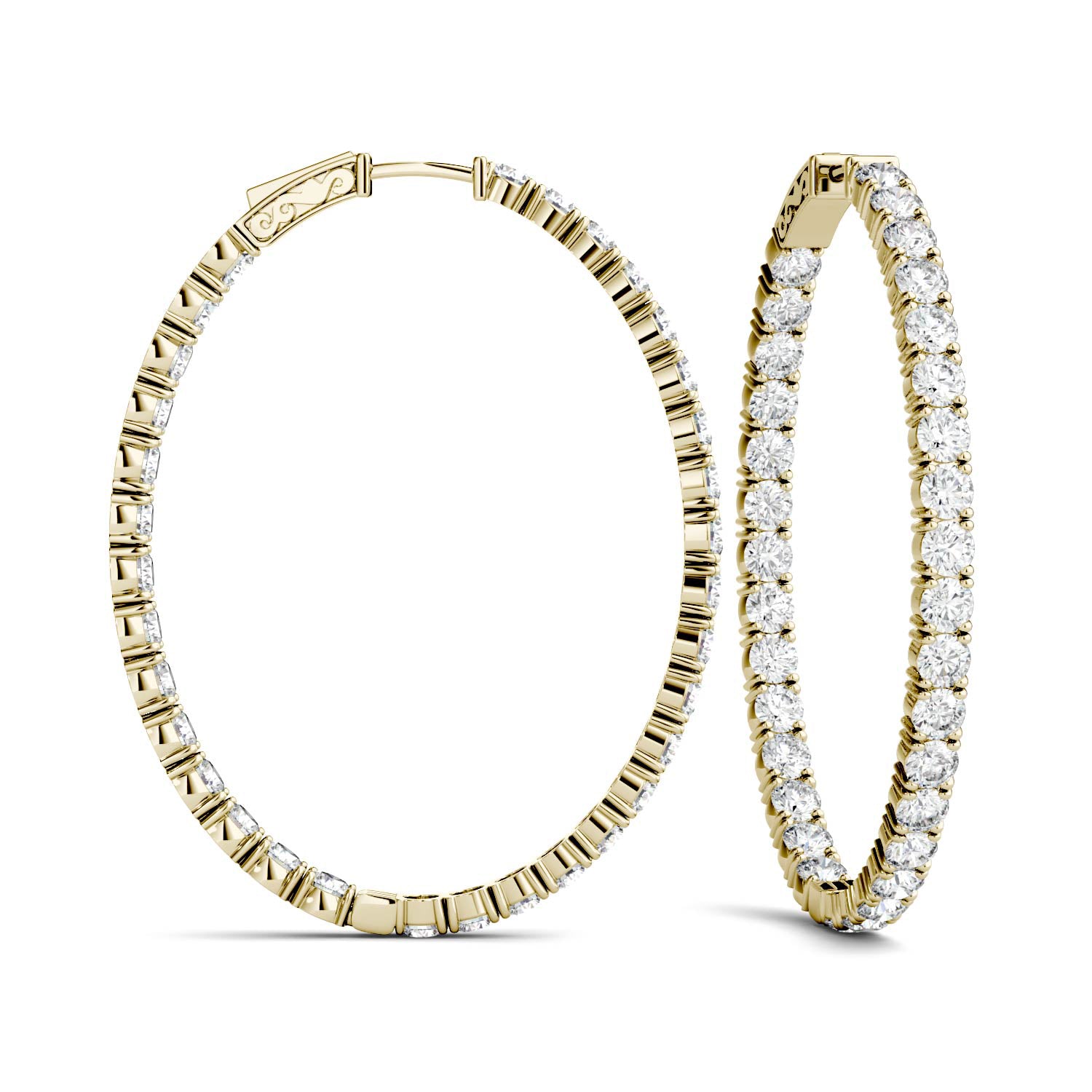 2.20 CTW DEW Round Forever One™ Moissanite Oval Hoop Earrings