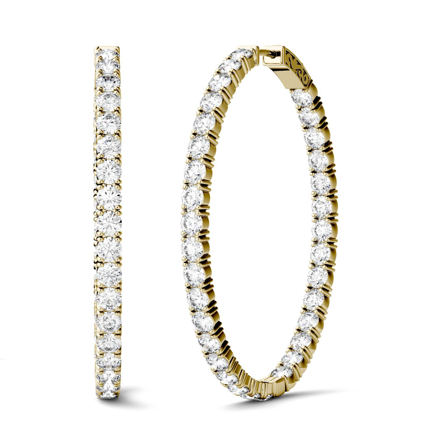 2.20 CTW DEW Round Forever One™ Moissanite Oval Hoop Earrings
