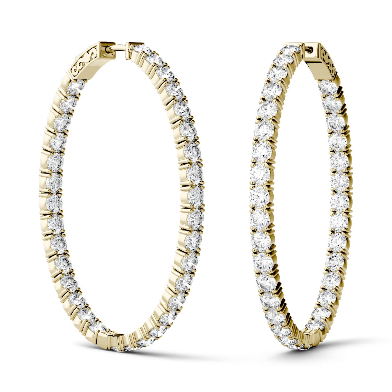 2.20 CTW DEW Round Forever One™ Moissanite Oval Hoop Earrings
