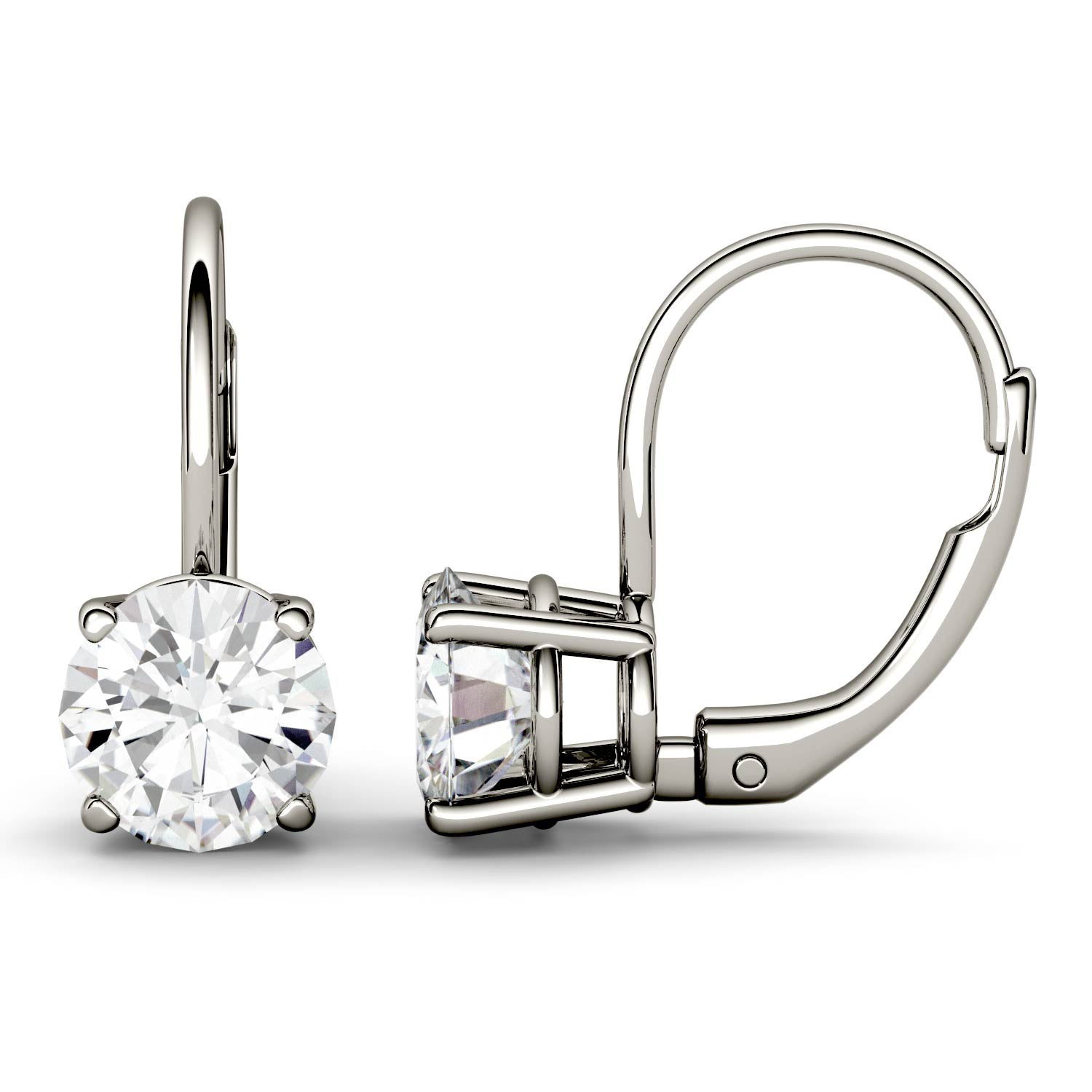 2.40 CTW DEW Round Forever One™ Moissanite Leverback Earrings