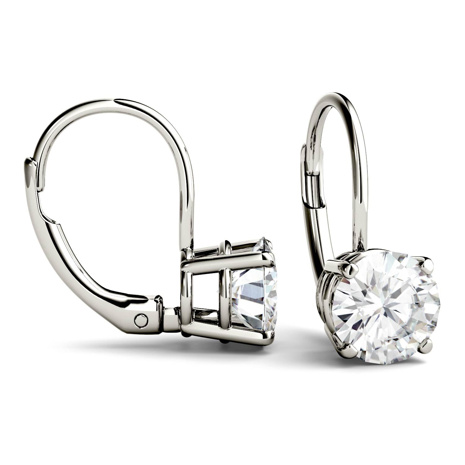 2.40 CTW DEW Round Forever One™ Moissanite Leverback Earrings