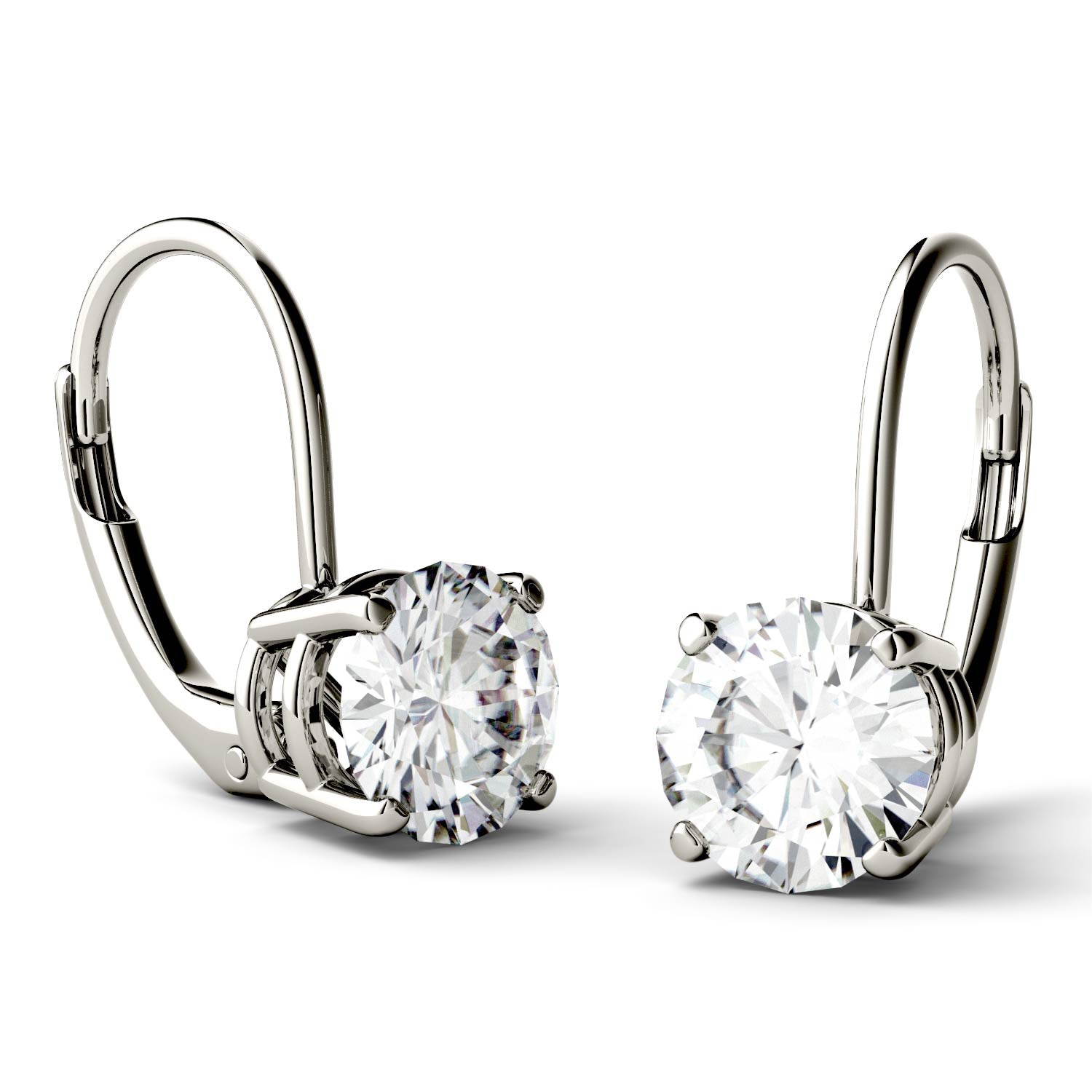 2.40 CTW DEW Round Forever One™ Moissanite Leverback Earrings