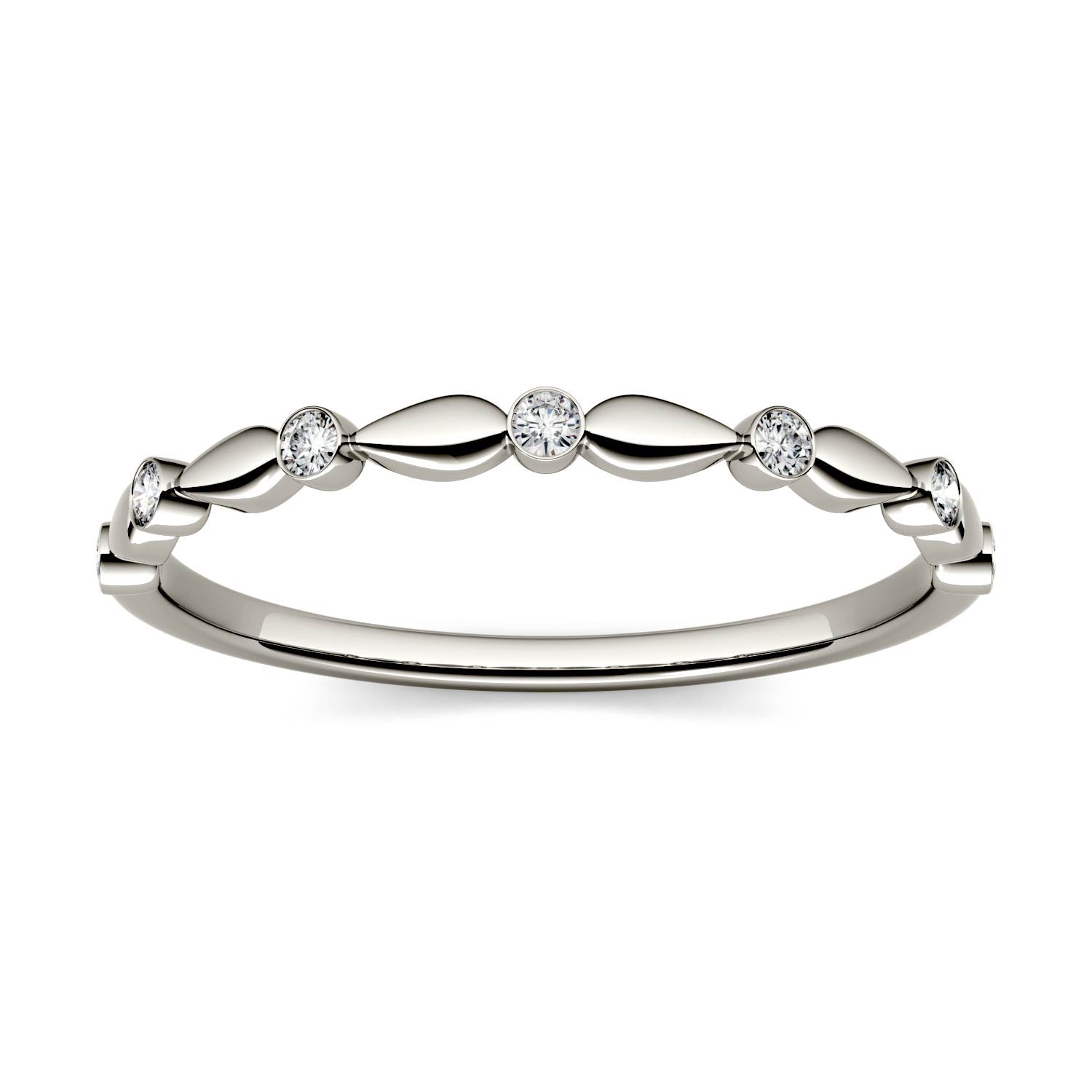 0.07 CTW DEW Round Forever One™ Moissanite Bezel Set Band Ring