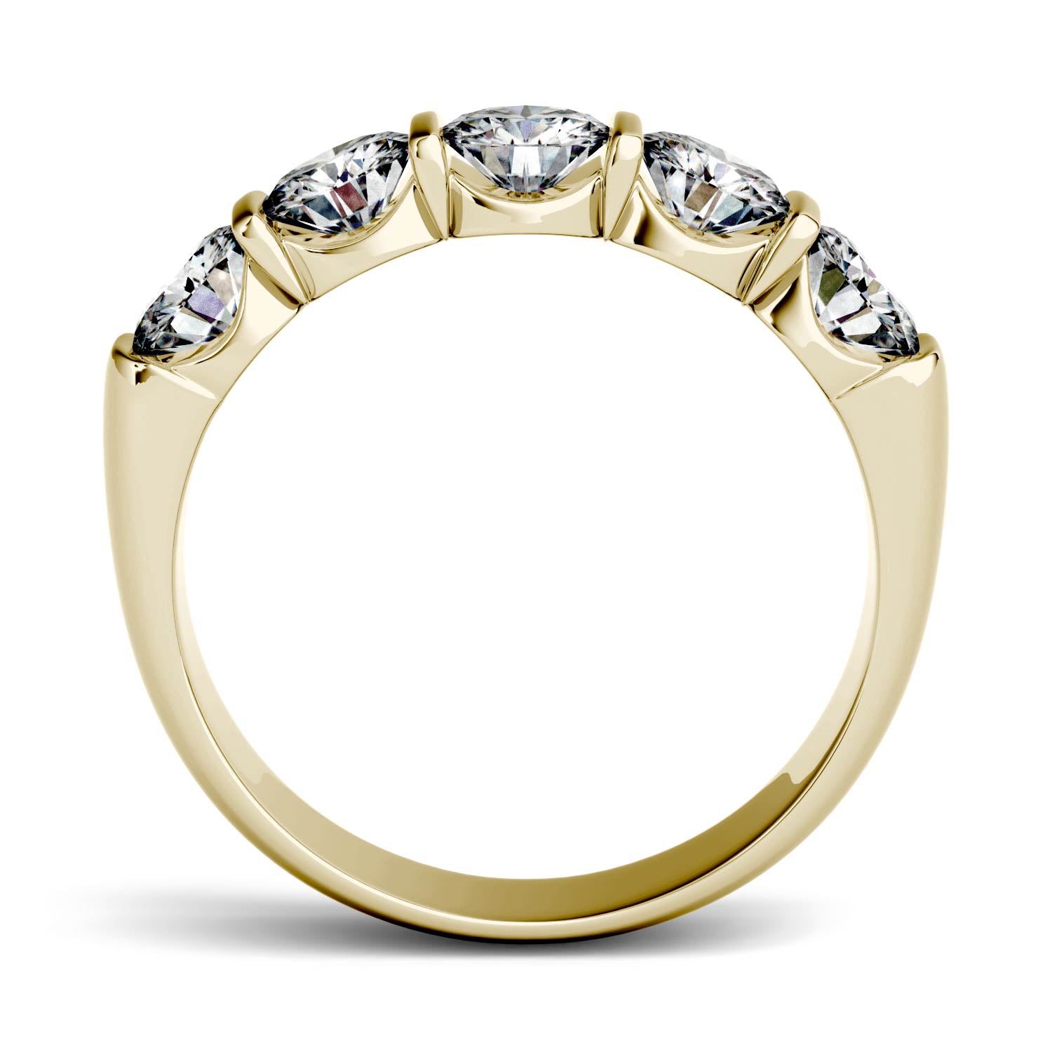 1.65 CTW DEW Round Forever One™ Moissanite Five Stone Band Ring