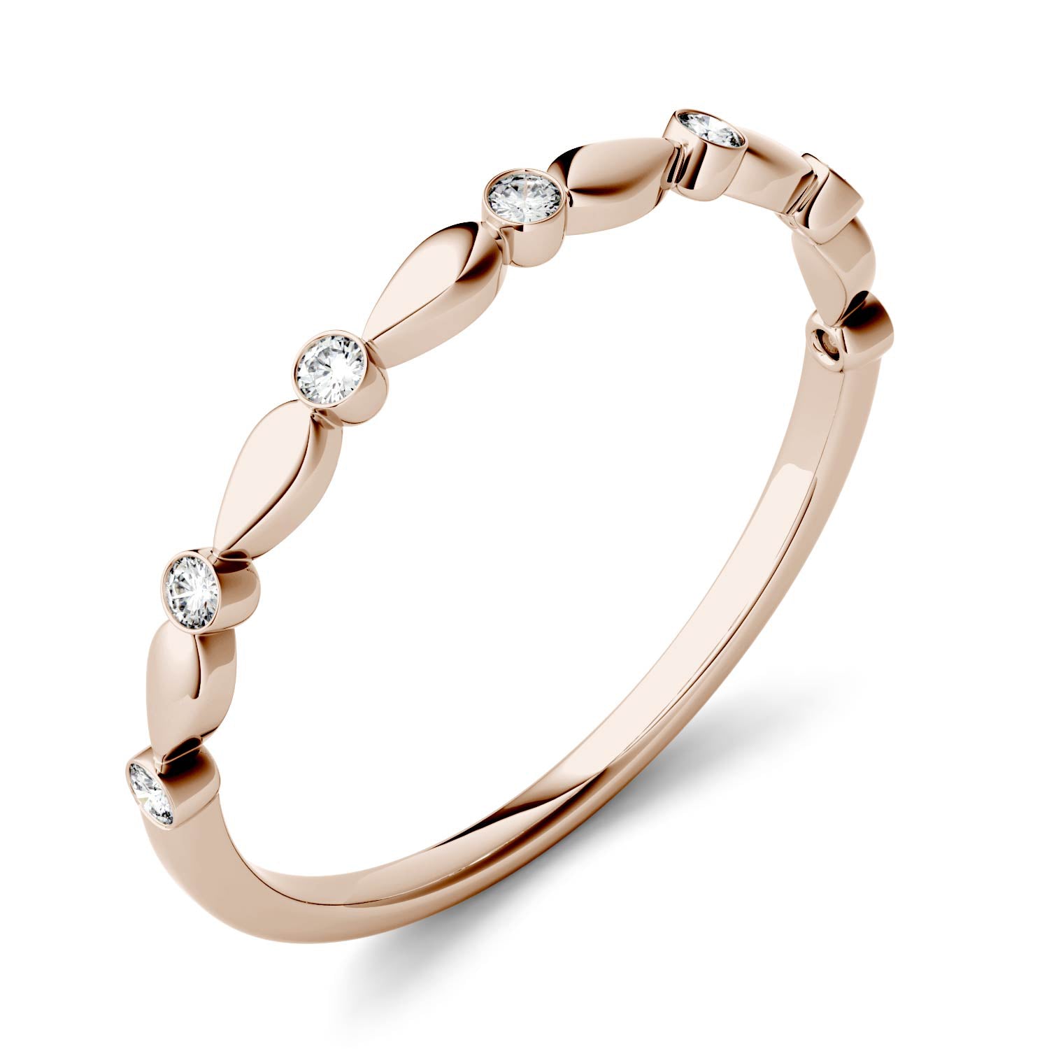 0.07 CTW DEW Round Forever One™ Moissanite Bezel Set Band Ring