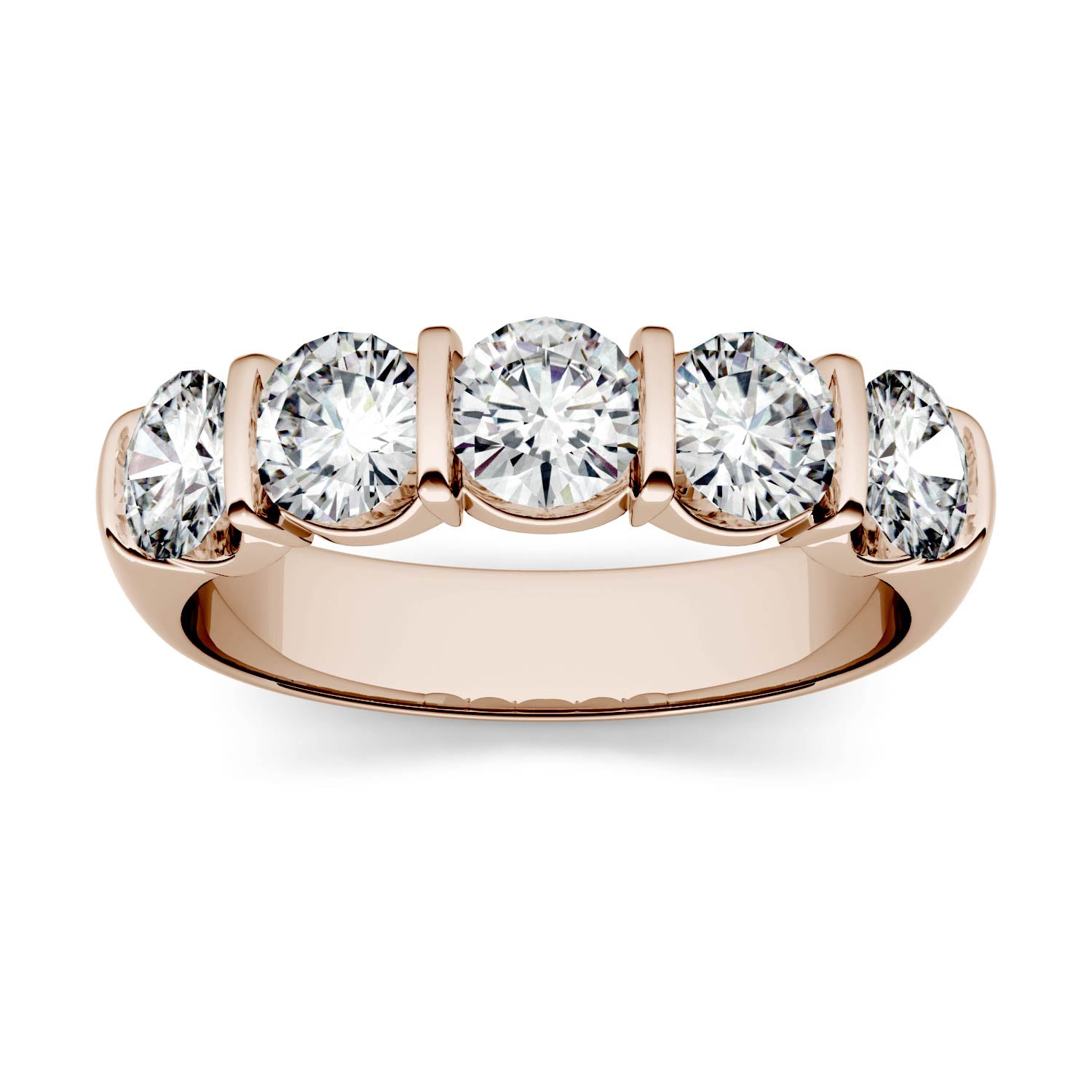 1.65 CTW DEW Round Forever One™ Moissanite Five Stone Band Ring