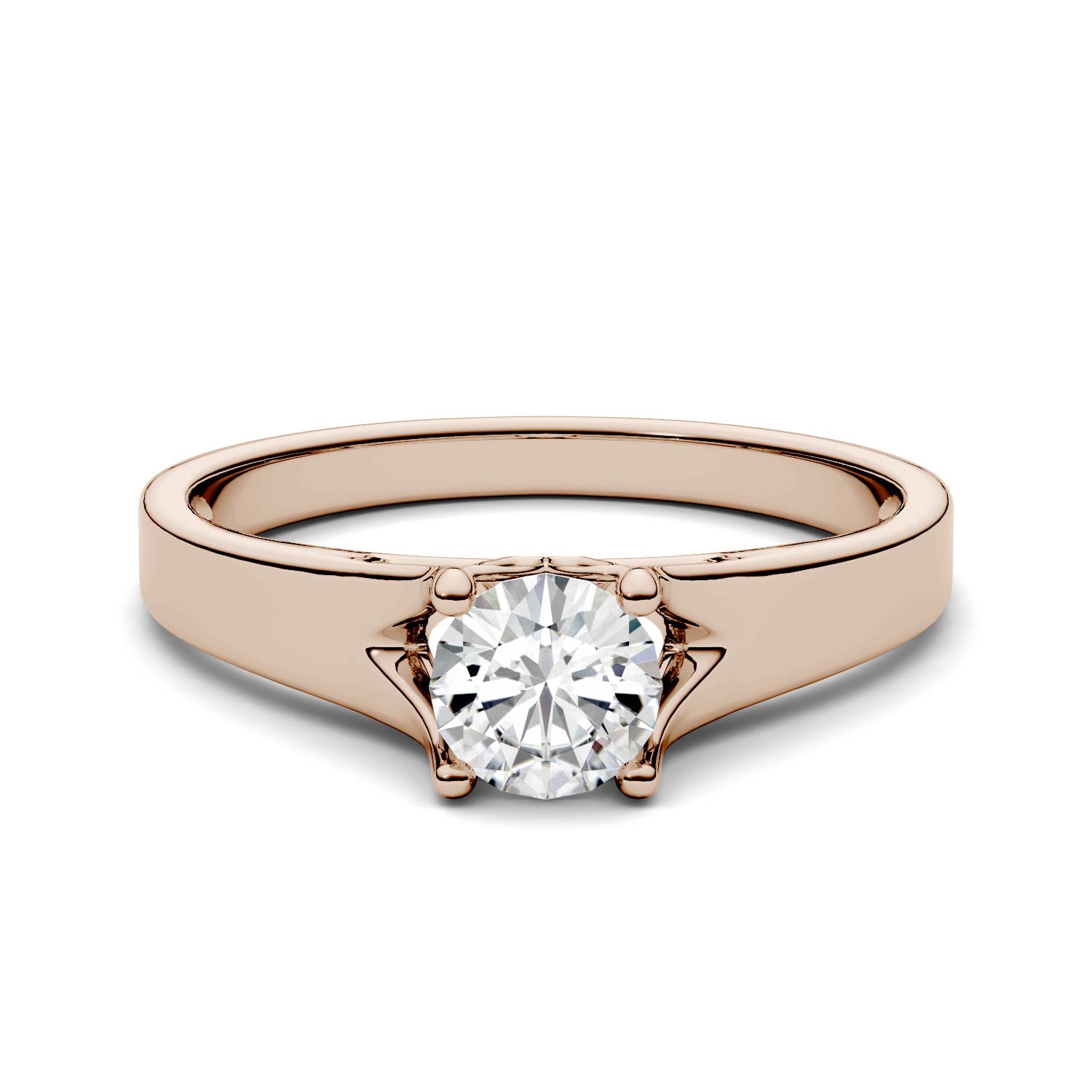 1.00 CTW DEW Round Forever One™ Moissanite Solitaire Peg Ring