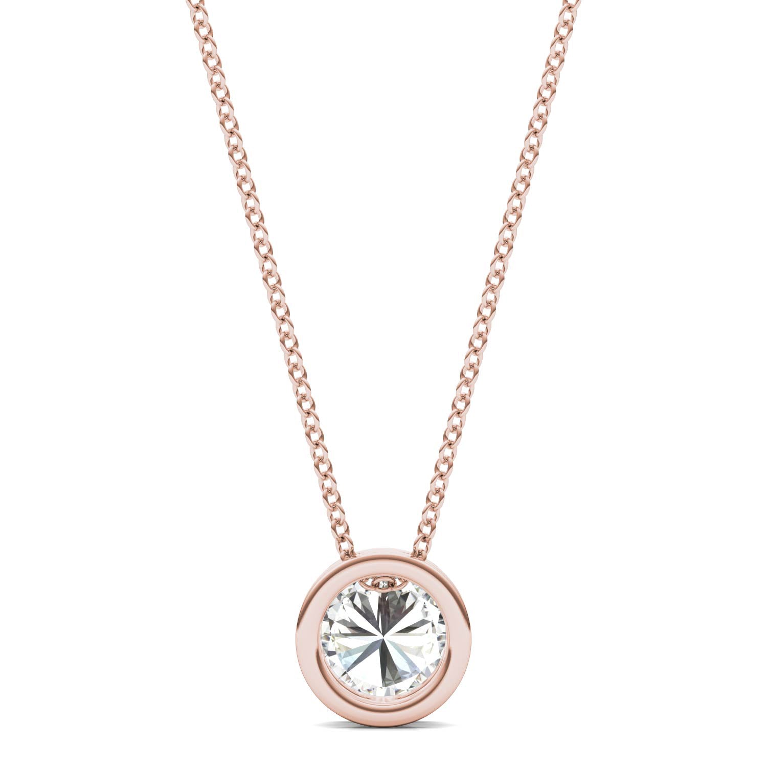 0.50 CTW DEW Round Forever One™ Moissanite Bezel Set Solitaire Pendant Necklace