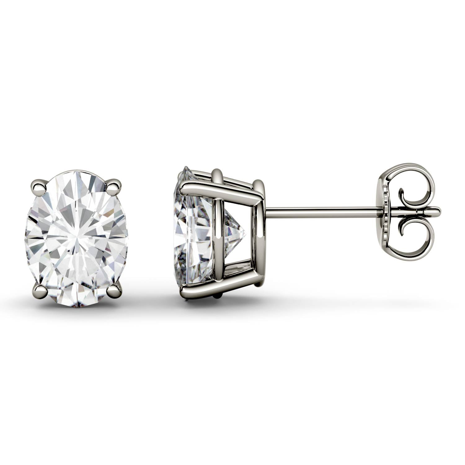 3.00 CTW DEW Oval Forever One™ Moissanite Four Prong Stud Earrings
