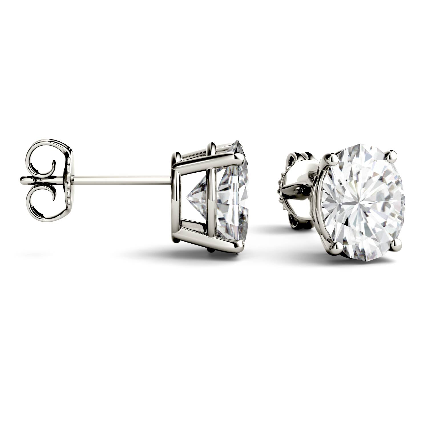 3.00 CTW DEW Oval Forever One™ Moissanite Four Prong Stud Earrings