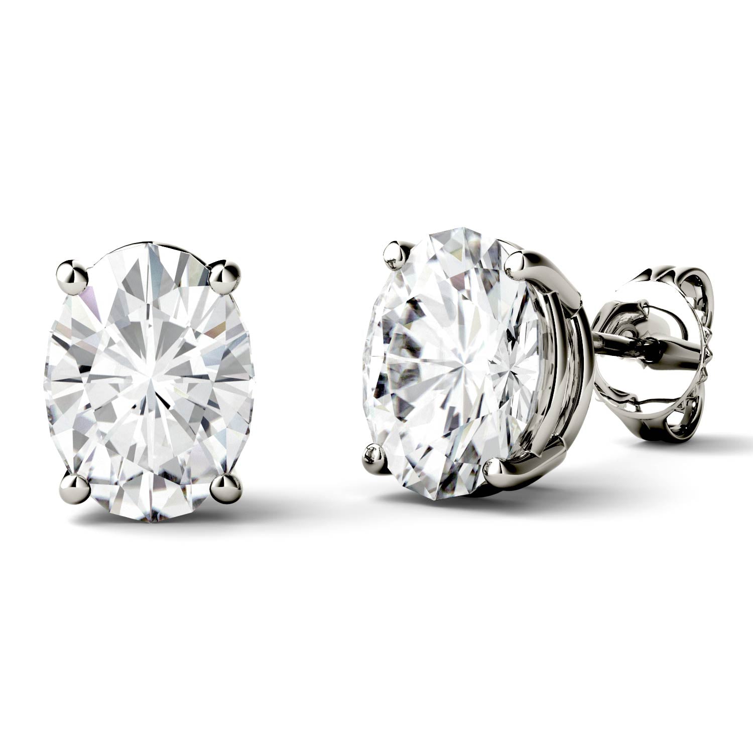 3.00 CTW DEW Oval Forever One™ Moissanite Four Prong Stud Earrings