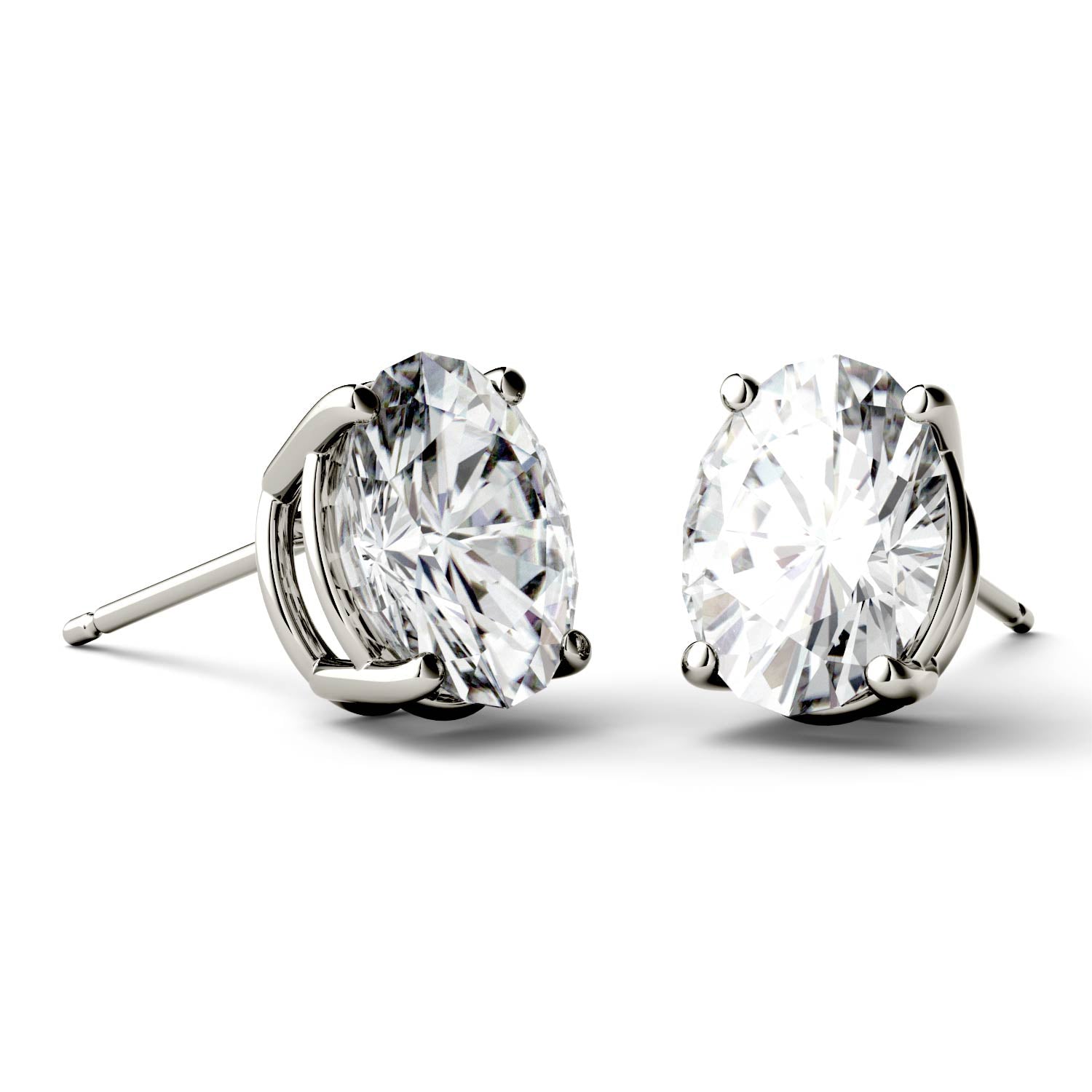 3.00 CTW DEW Oval Forever One™ Moissanite Four Prong Stud Earrings