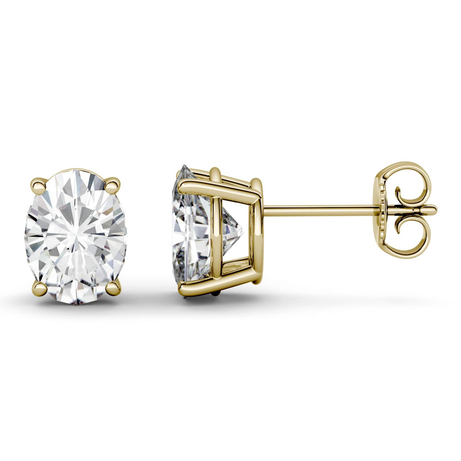 3.00 CTW DEW Oval Forever One™ Moissanite Four Prong Stud Earrings