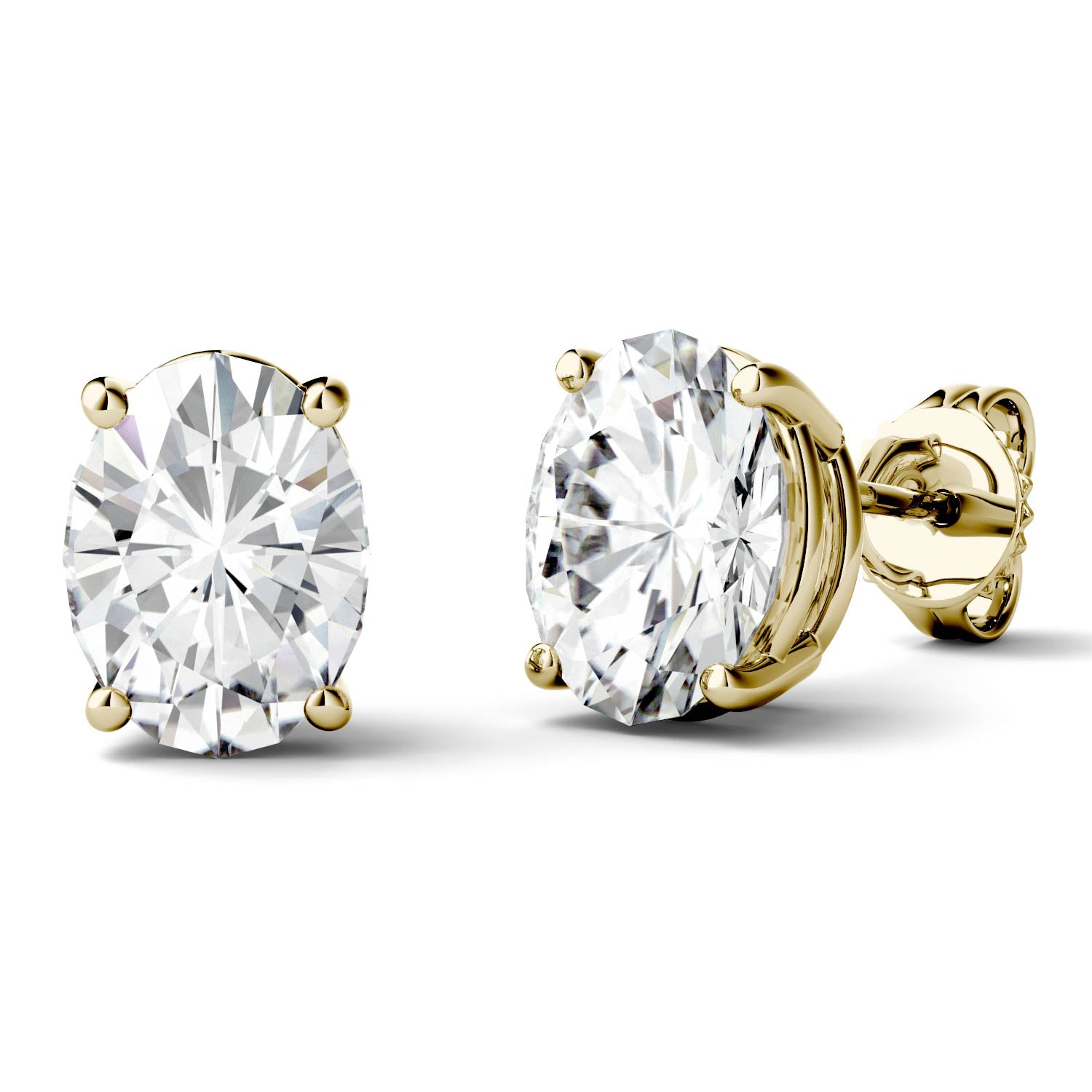 3.00 CTW DEW Oval Forever One™ Moissanite Four Prong Stud Earrings