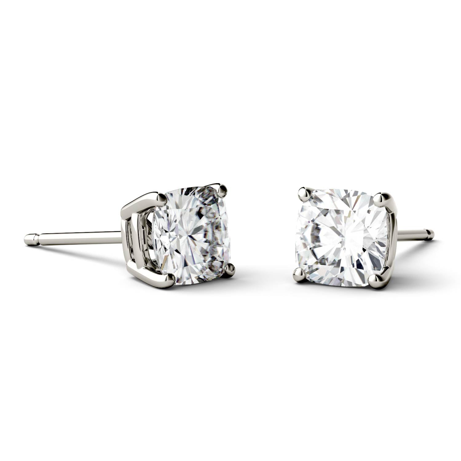 1.10 CTW DEW Cushion Forever One™ Moissanite Four Prong Stud Earrings