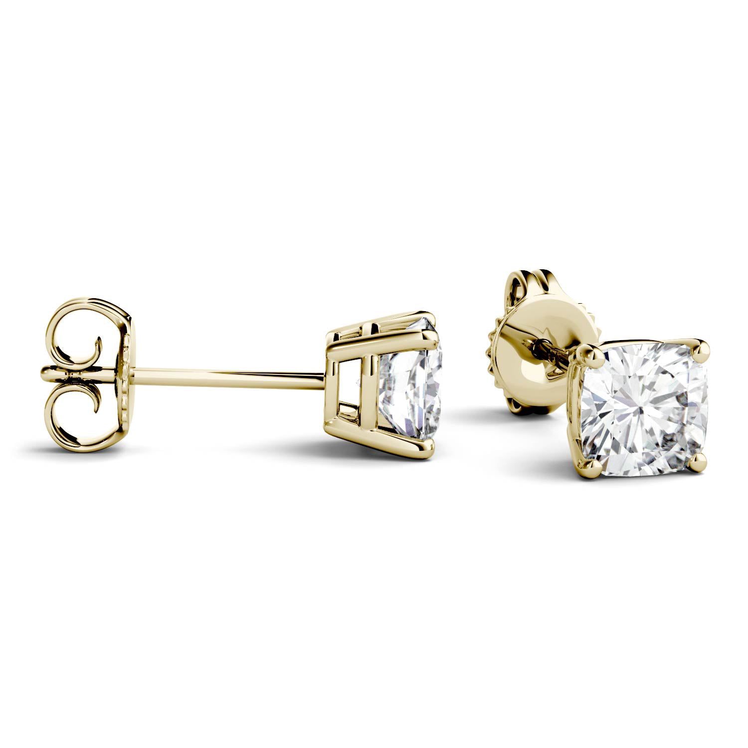 1.00 CTW DEW Cushion Forever One™ Moissanite Four Prong Stud Earrings