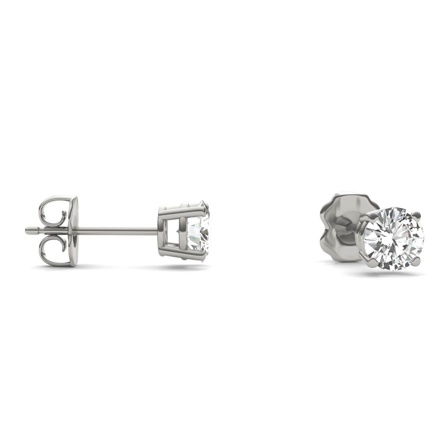 1.00 CTW DEW Round Forever One™ Moissanite Four Prong Stud Earrings