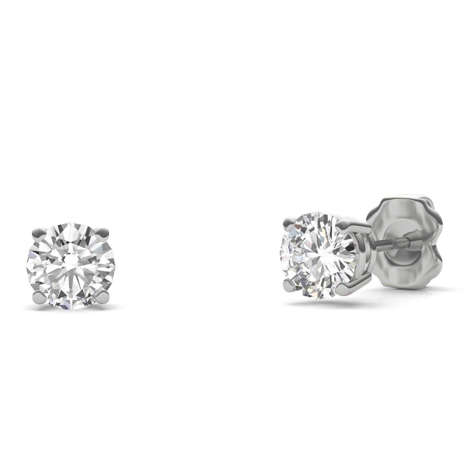 1.00 CTW DEW Round Forever One™ Moissanite Four Prong Stud Earrings