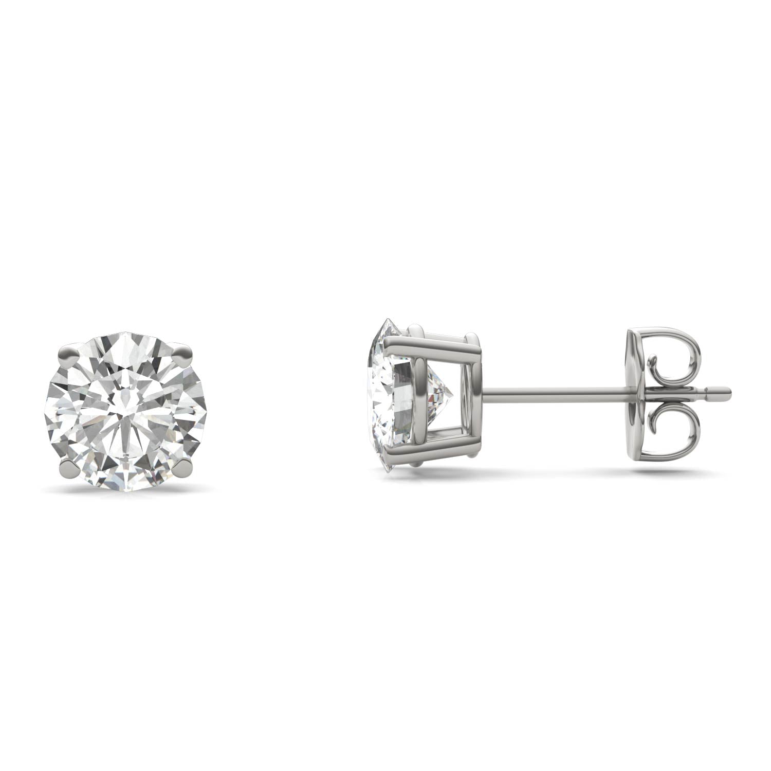 2.00 CTW DEW Round Forever One™ Moissanite Four Prong Stud Earrings