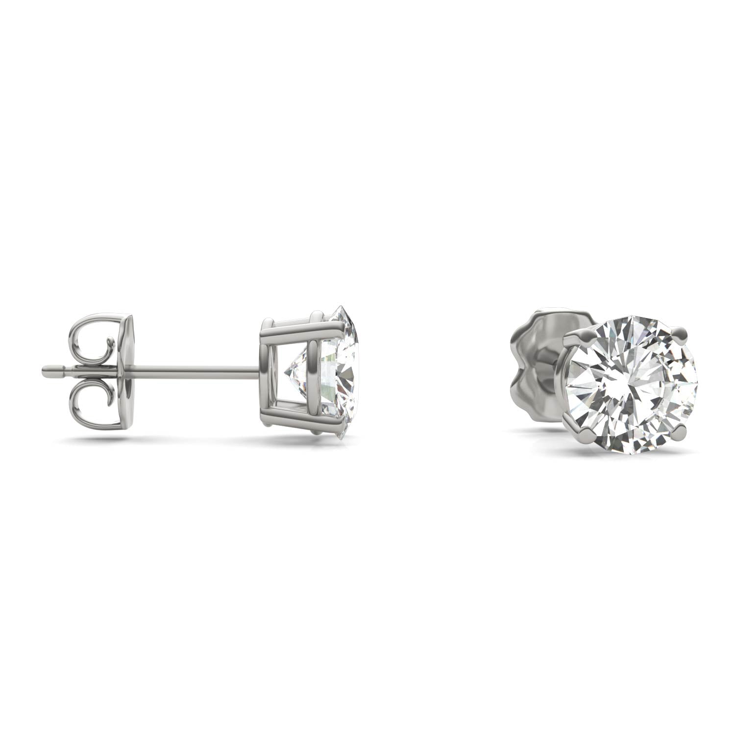 2.00 CTW DEW Round Forever One™ Moissanite Four Prong Stud Earrings