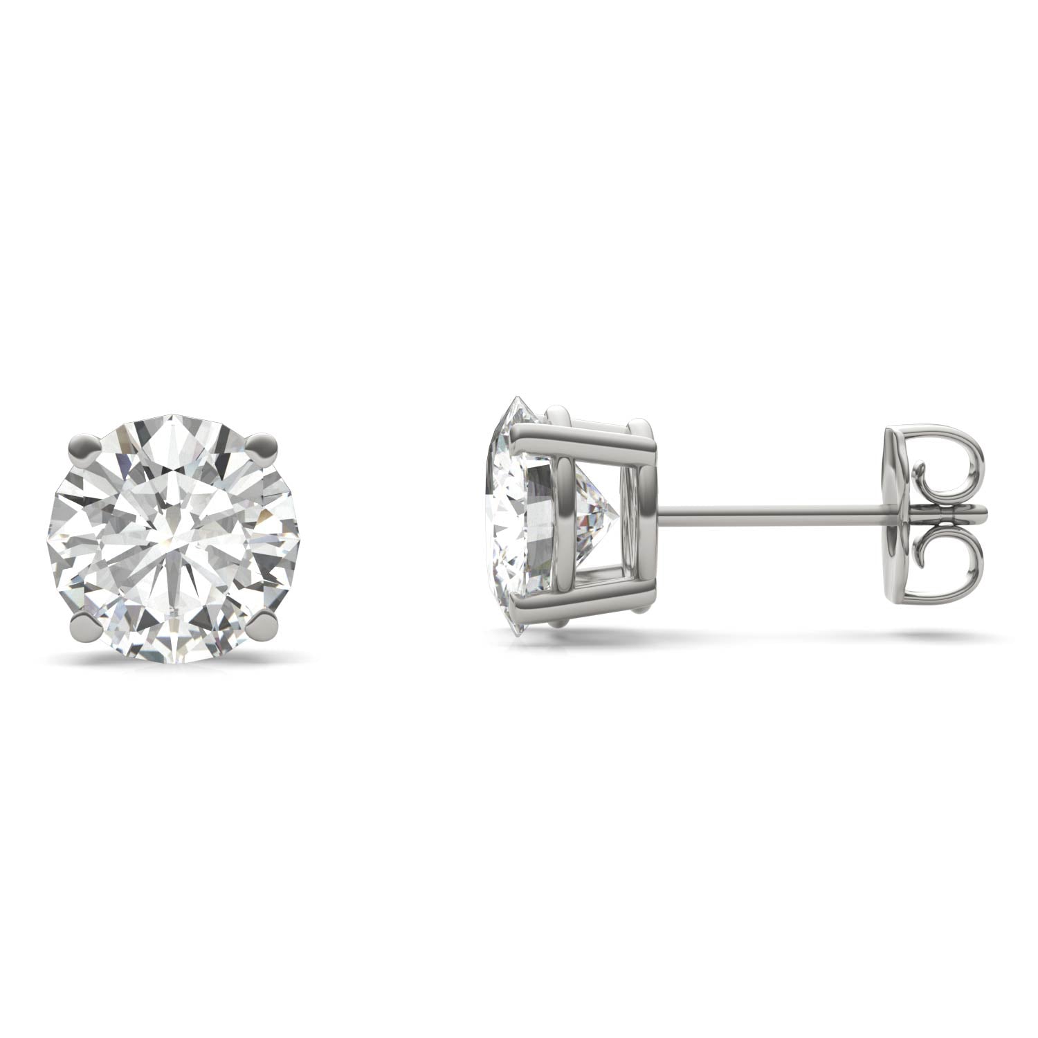 3.00 CTW DEW Round Forever One™ Moissanite Four Prong Stud Earrings