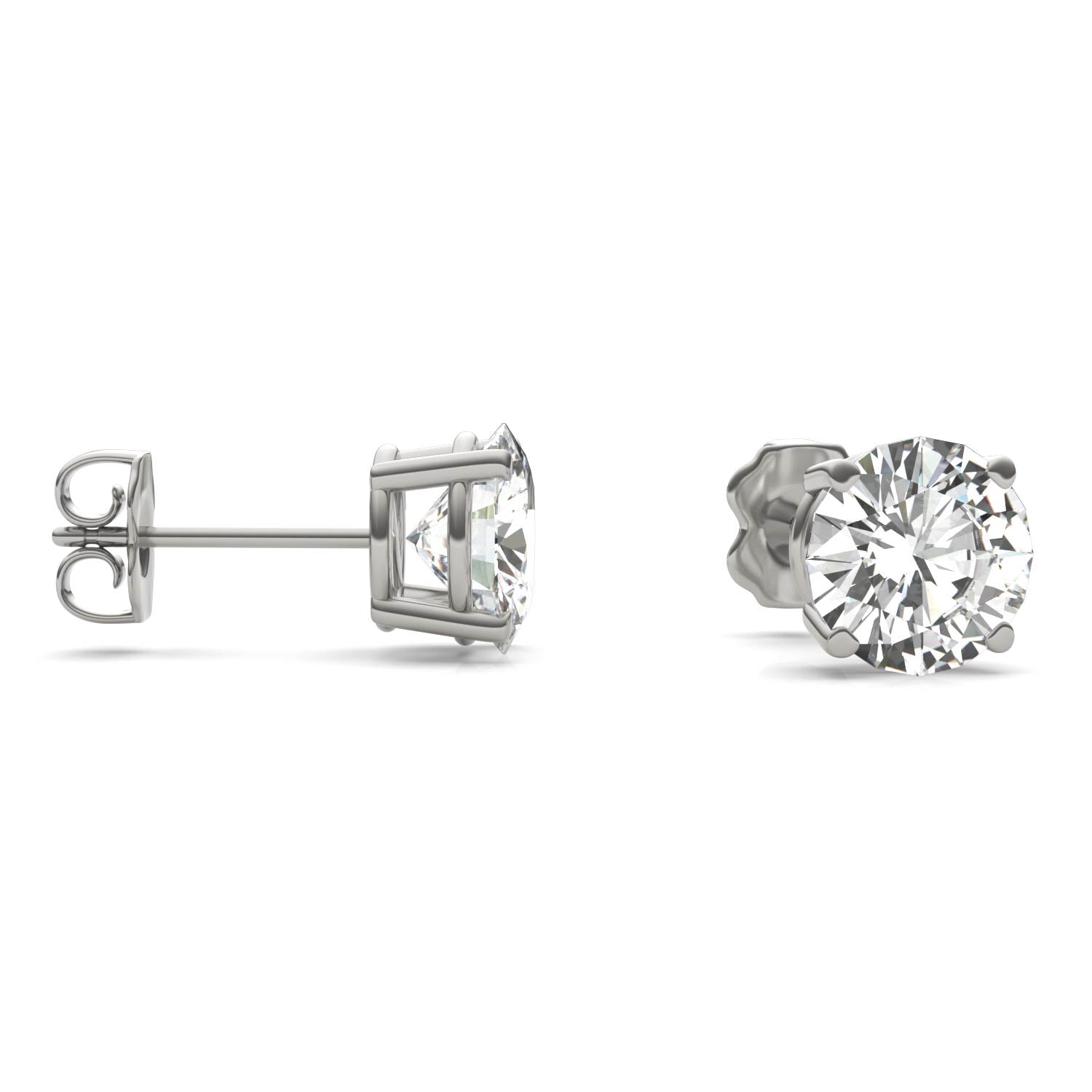 3.00 CTW DEW Round Forever One™ Moissanite Four Prong Stud Earrings