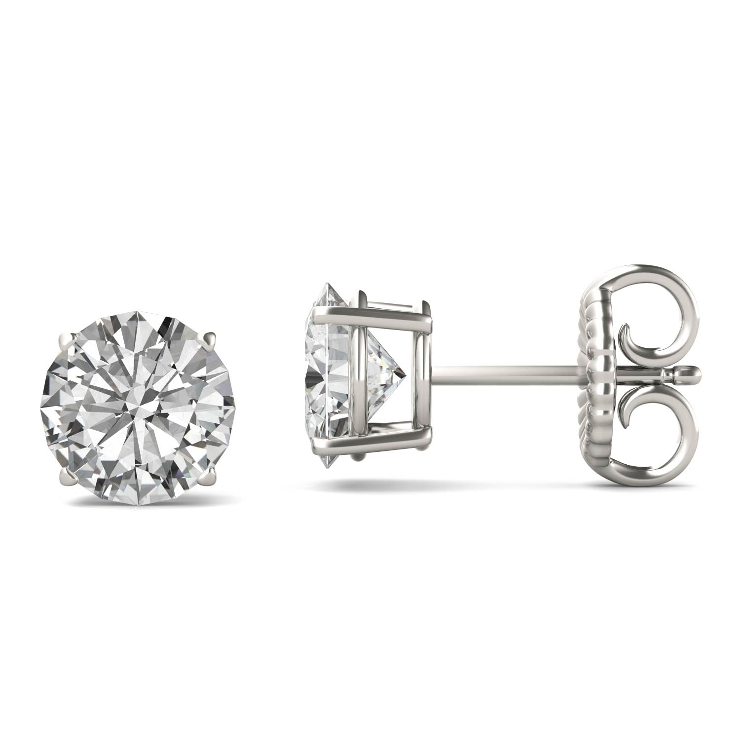 3.80 CTW DEW Round Forever One™ Moissanite Four Prong Stud Earrings