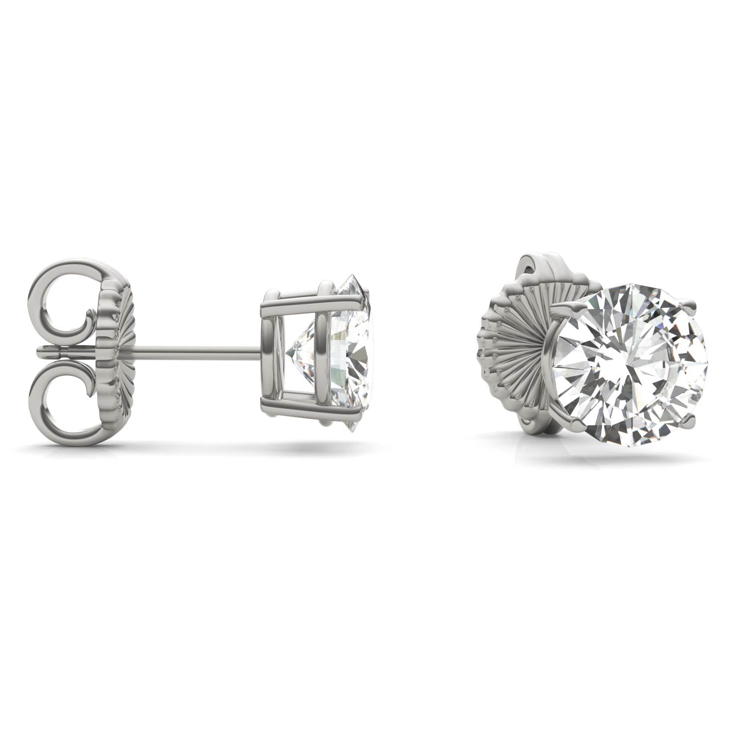 3.80 CTW DEW Round Forever One™ Moissanite Four Prong Stud Earrings