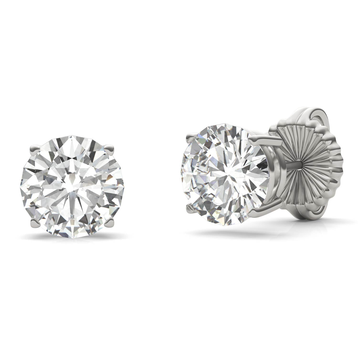 3.80 CTW DEW Round Forever One™ Moissanite Four Prong Stud Earrings