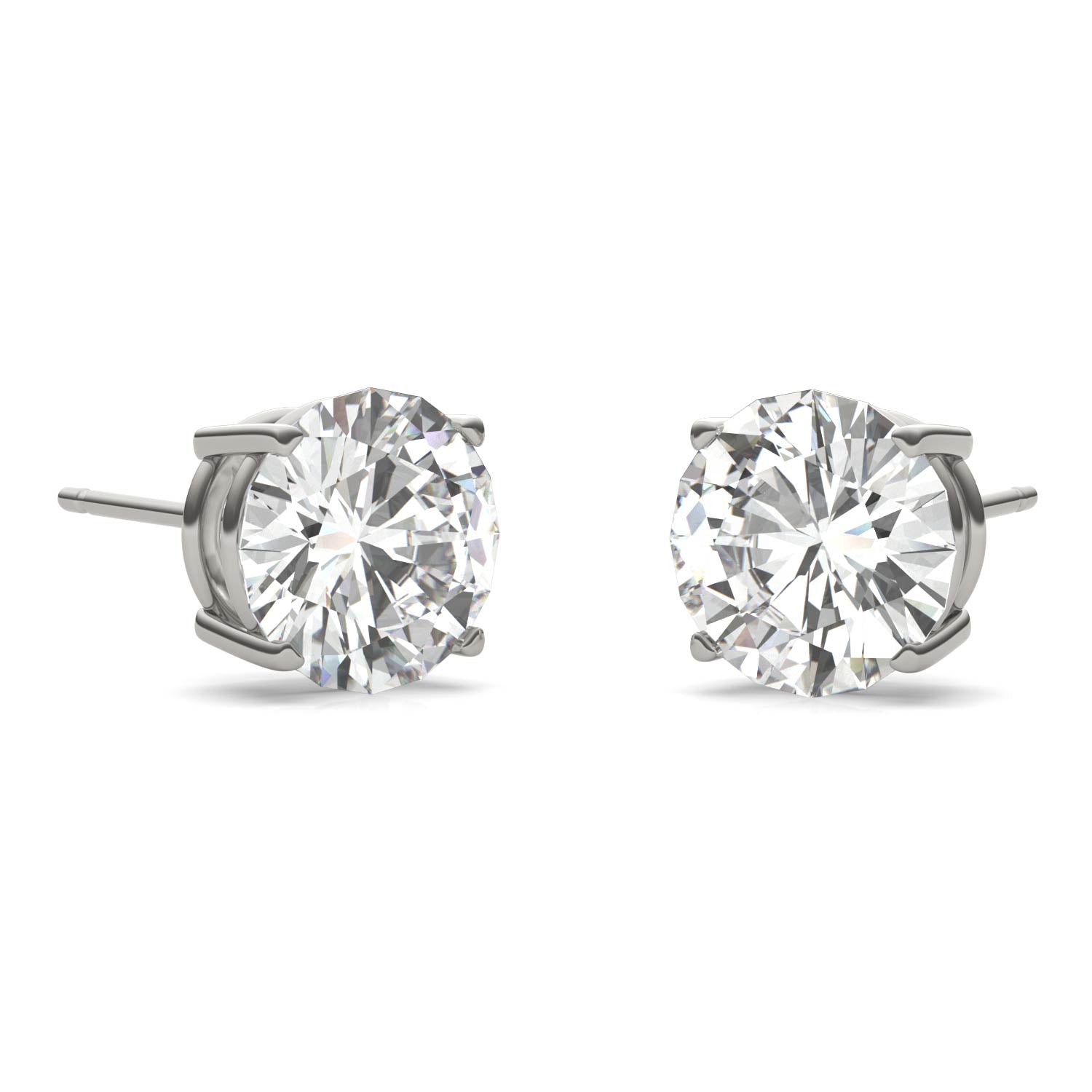 3.80 CTW DEW Round Forever One™ Moissanite Four Prong Stud Earrings