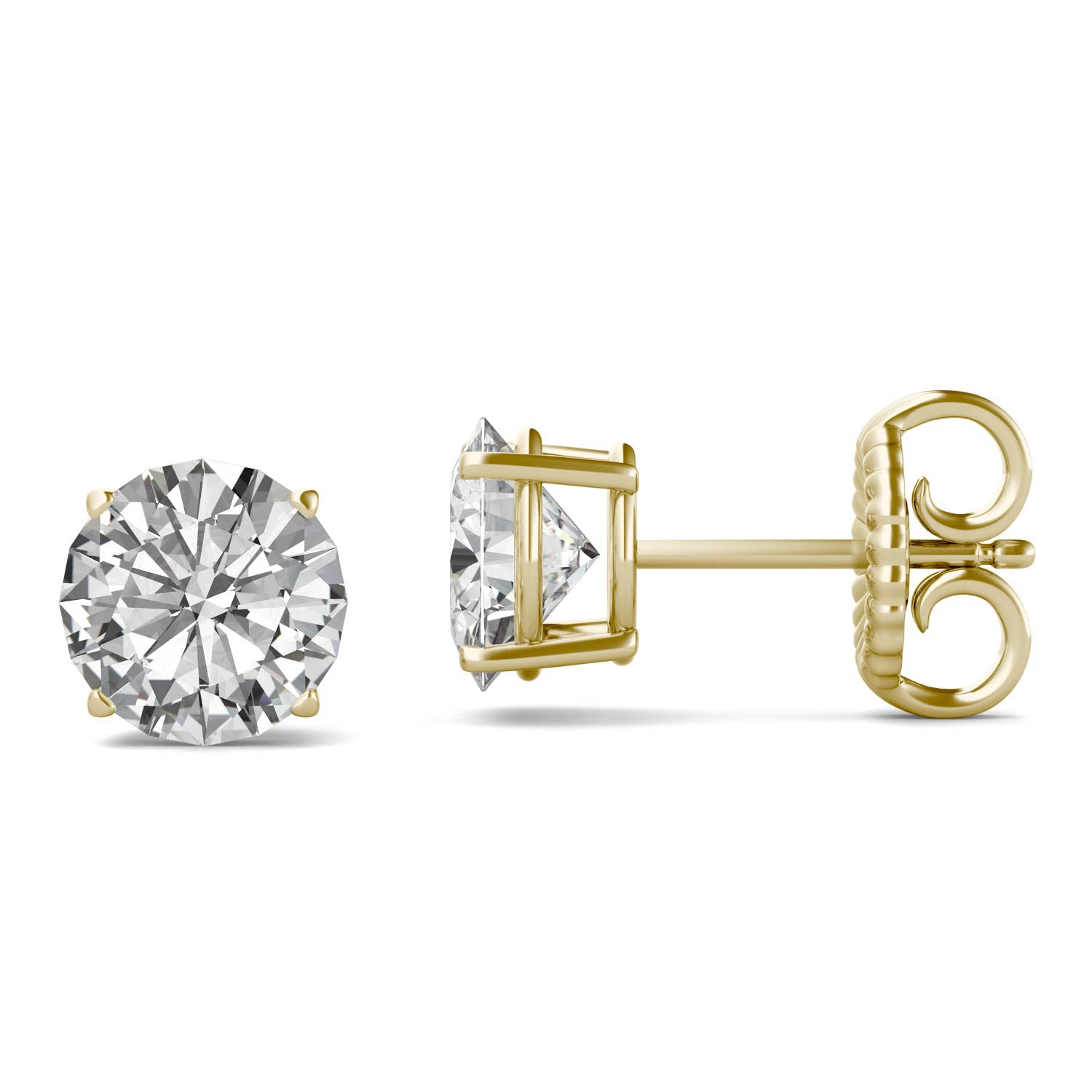 3.80 CTW DEW Round Forever One™ Moissanite Four Prong Stud Earrings