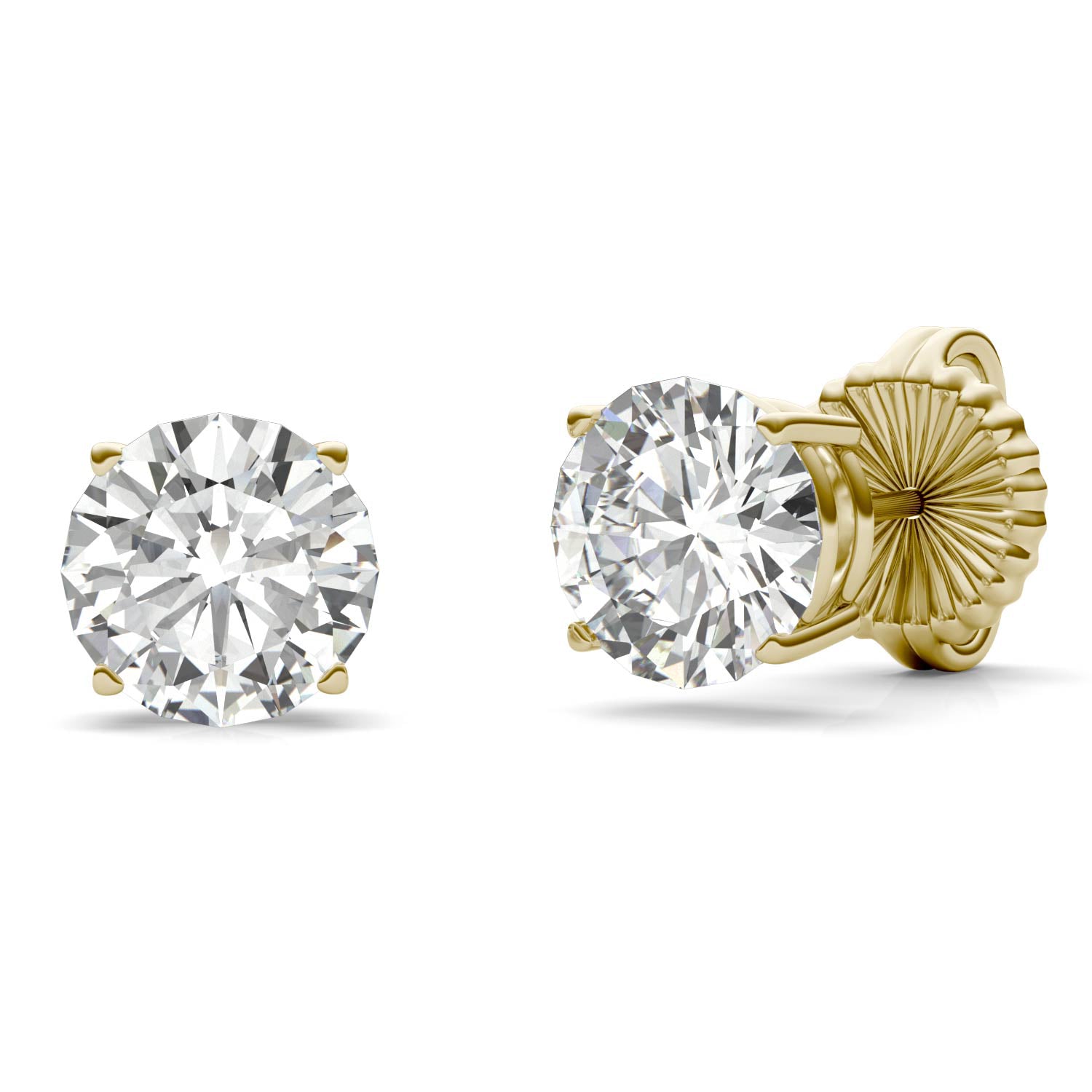 3.80 CTW DEW Round Forever One™ Moissanite Four Prong Stud Earrings