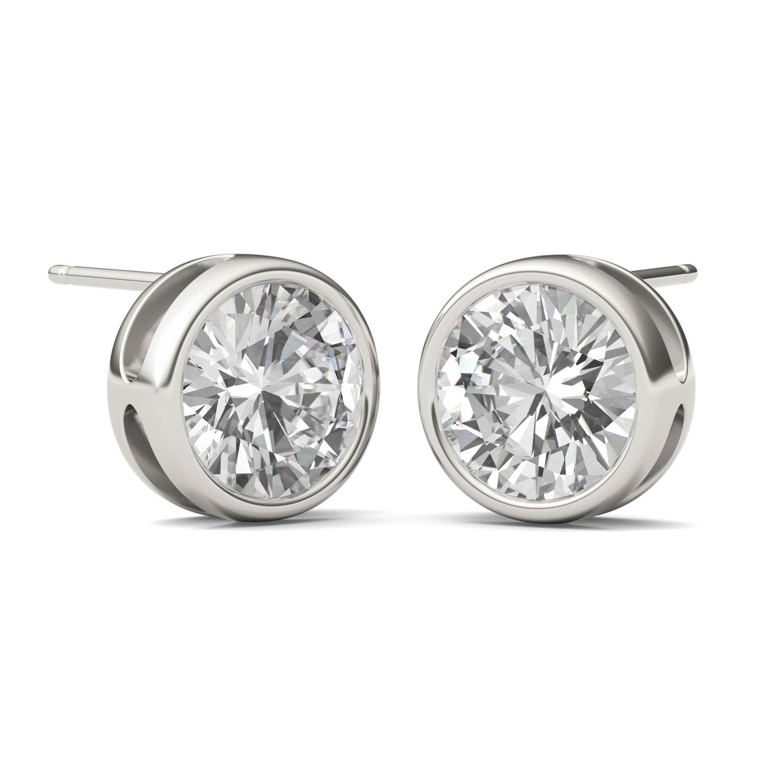 3.00 CTW DEW Round Forever One™ Moissanite Bezel Set Stud Earrings