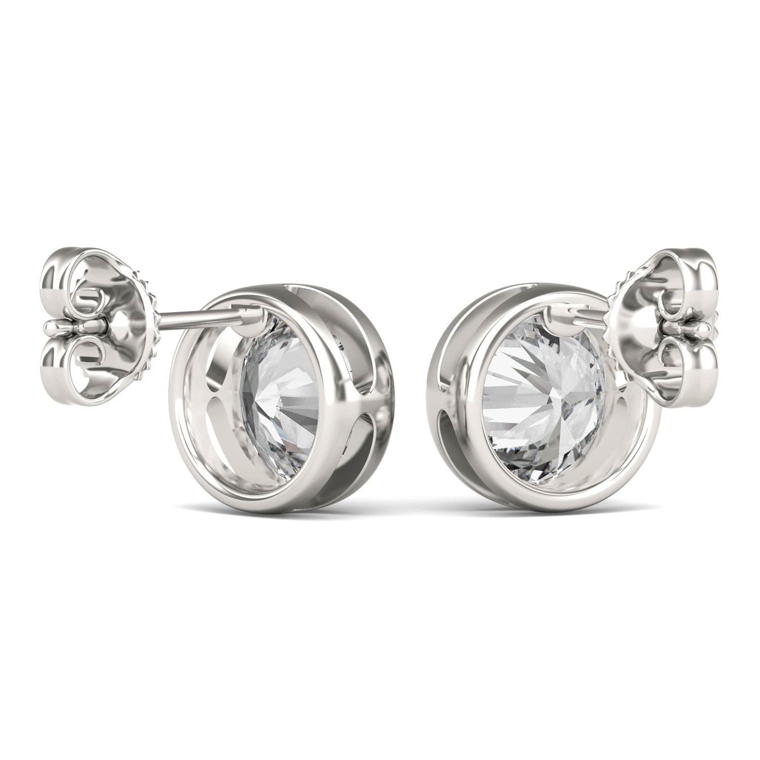 3.00 CTW DEW Round Forever One™ Moissanite Bezel Set Stud Earrings