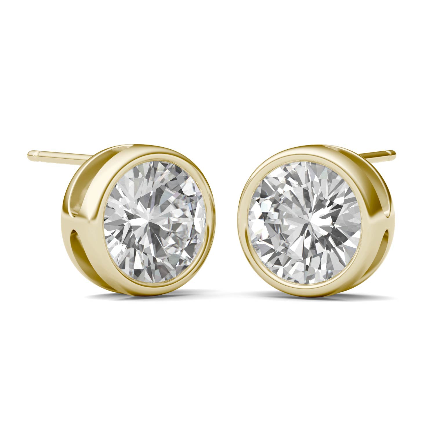 3.00 CTW DEW Round Forever One™ Moissanite Bezel Set Stud Earrings